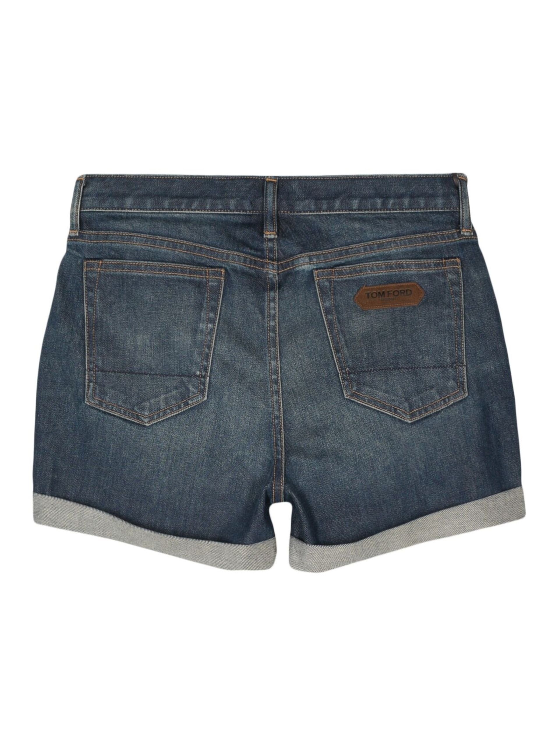 Stonewashed Denim Shorts - 2