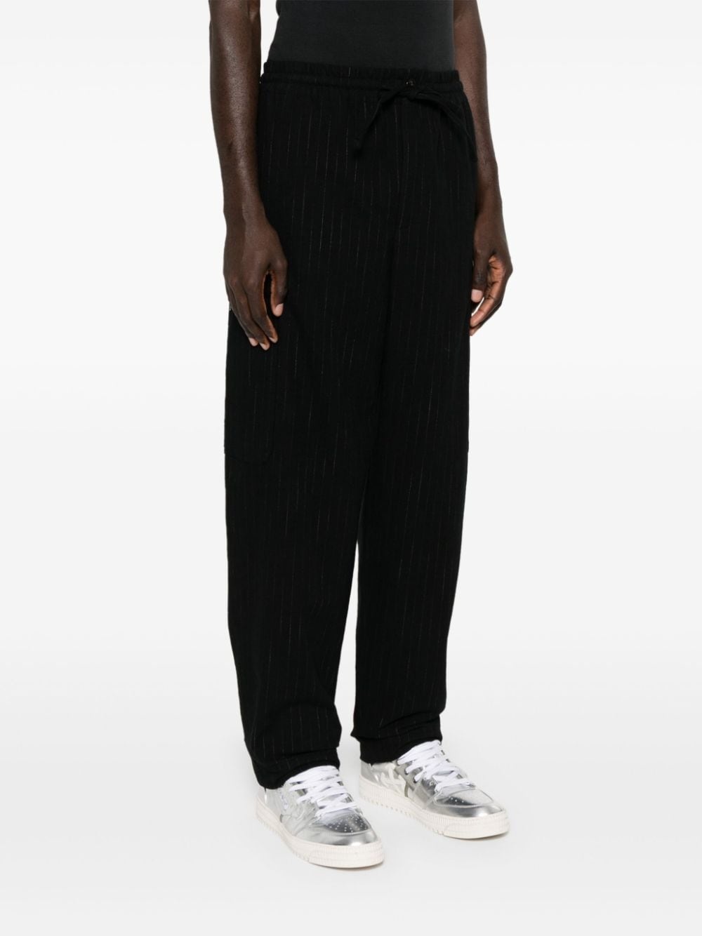 tapered pinstripe cargo trousers - 3