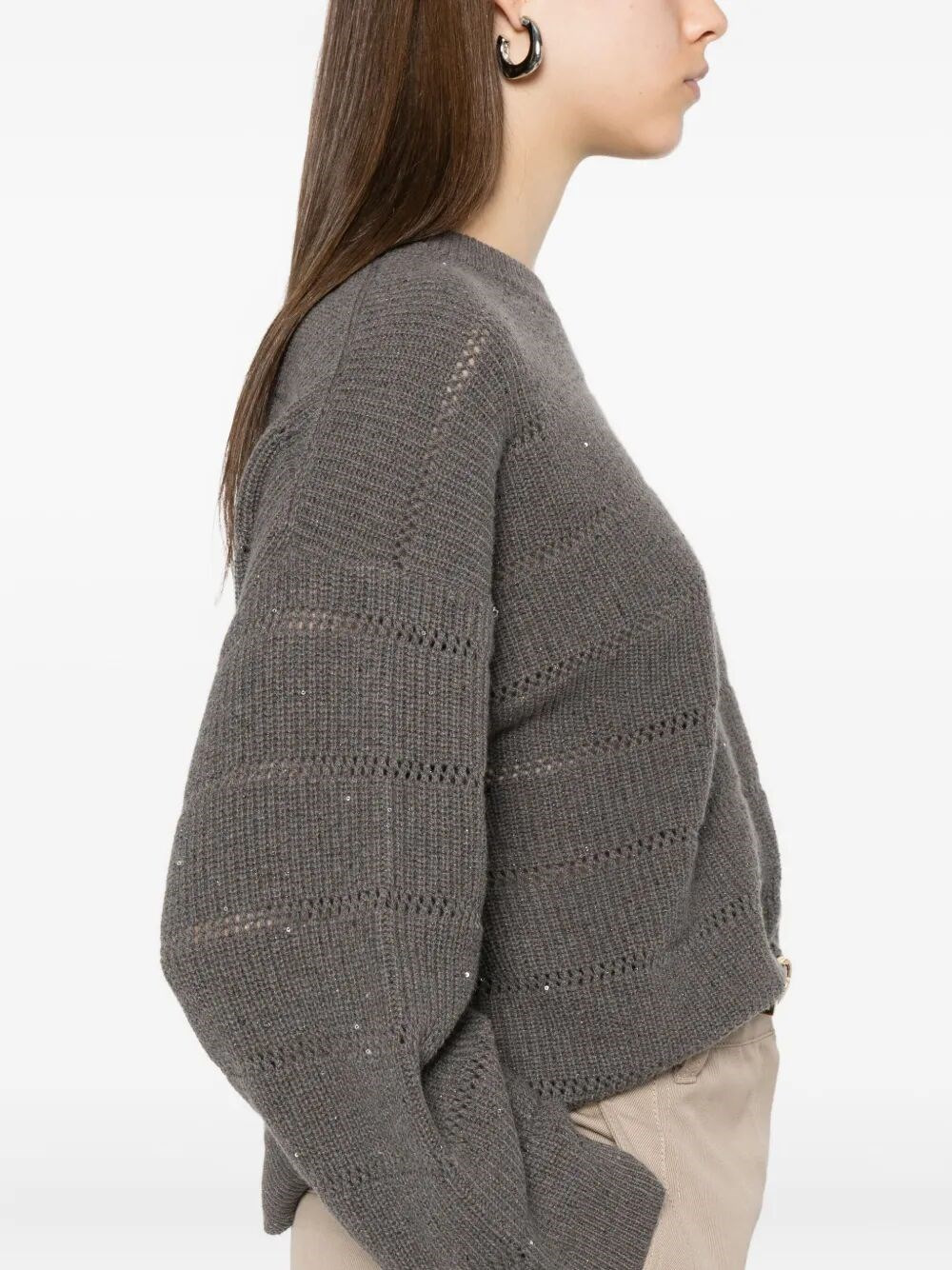 `Dazzling` Sweater With Openwork Stripes - 5