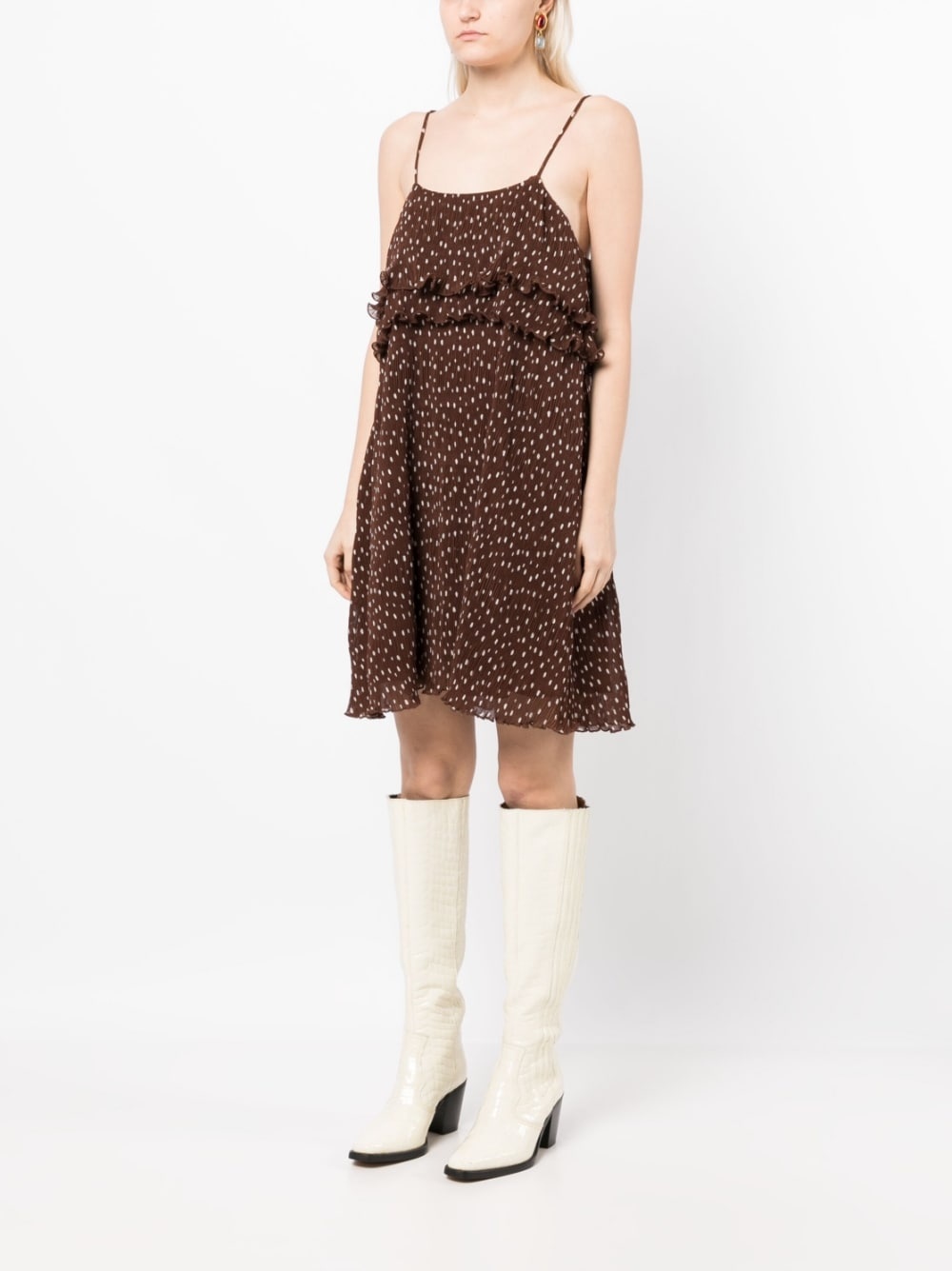 ruffle trim polka dot dress - 3