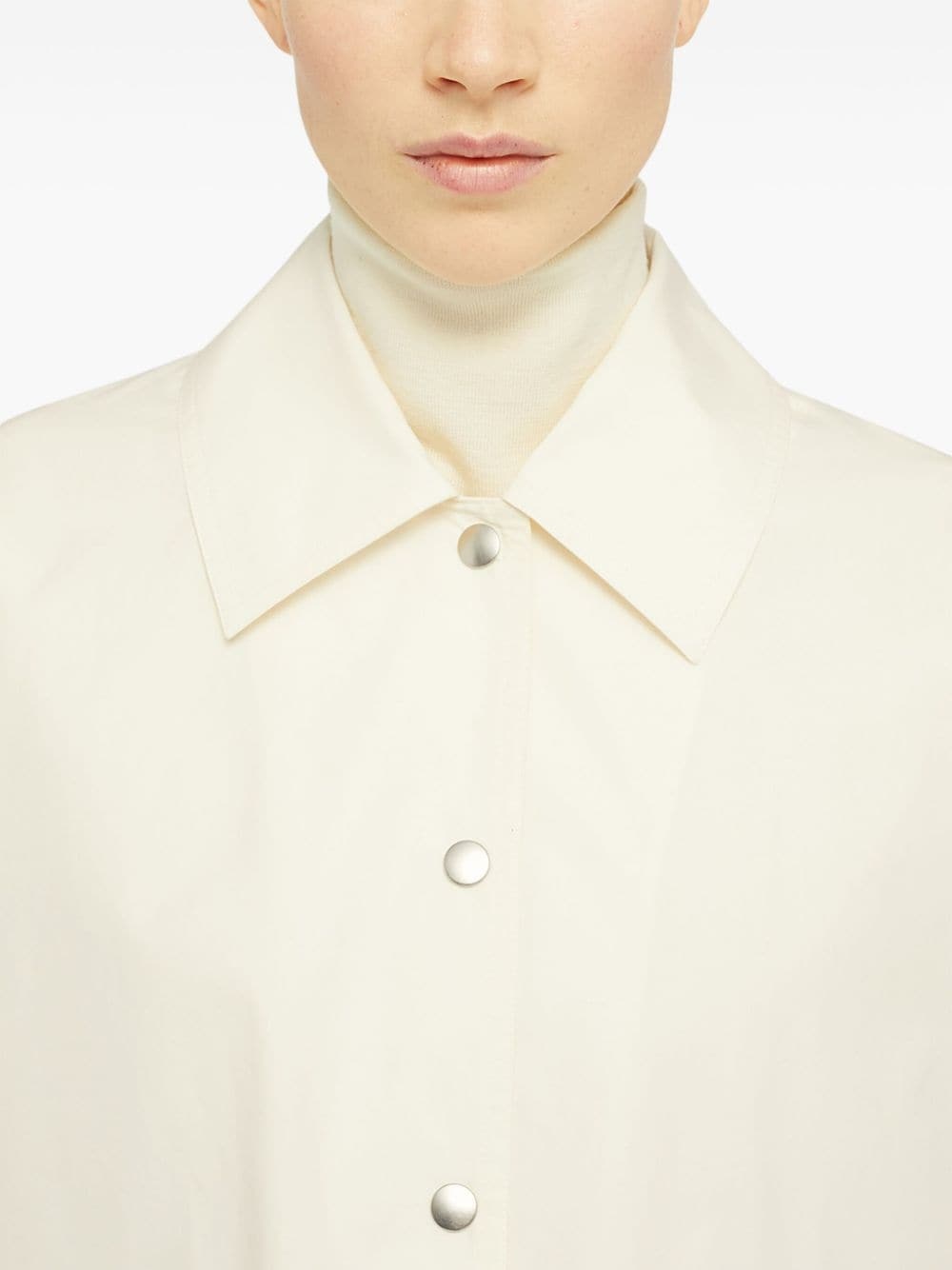 logo-print cotton shirt jacket - 5
