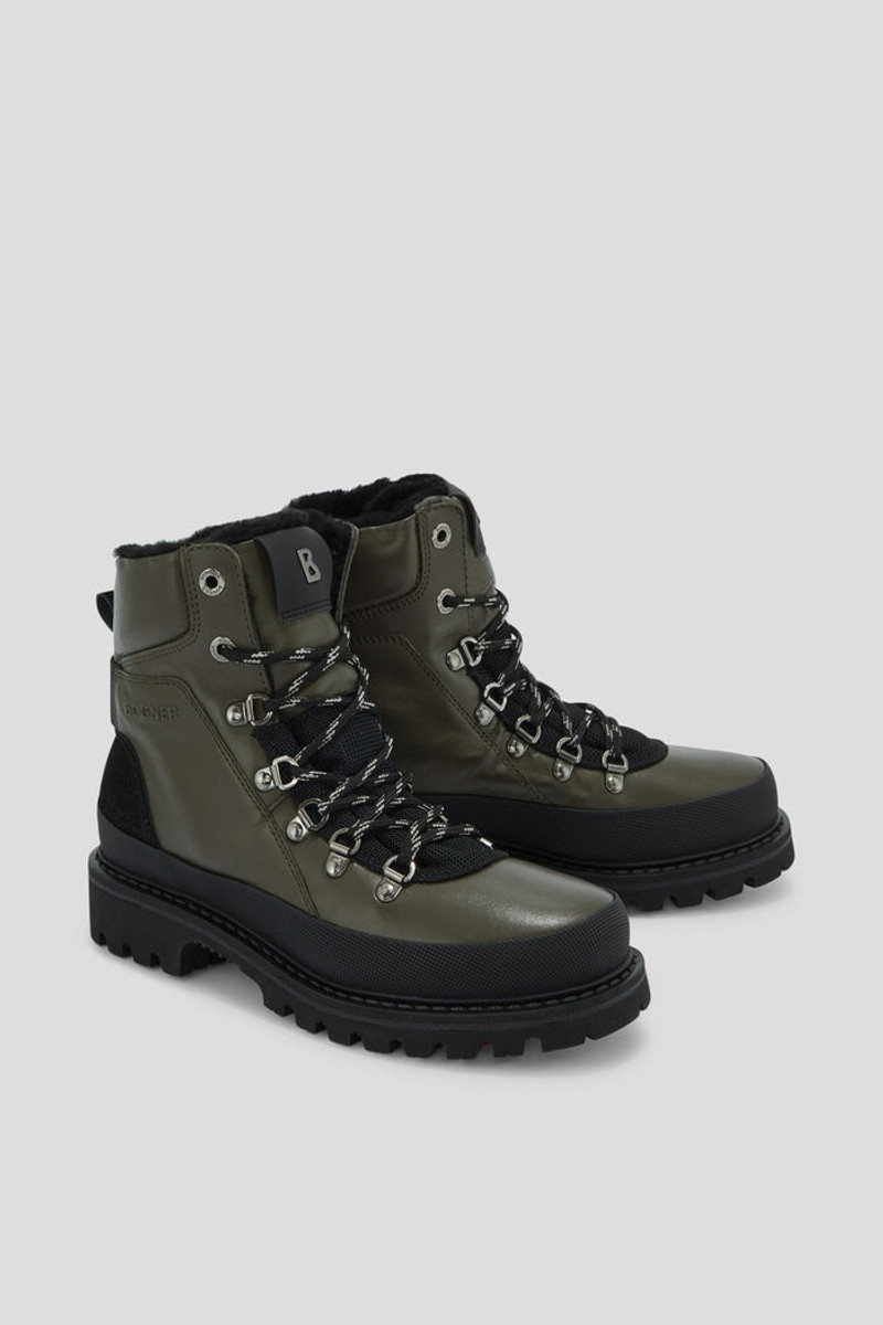 Helsinki Low boots with spikes in Olive green 3