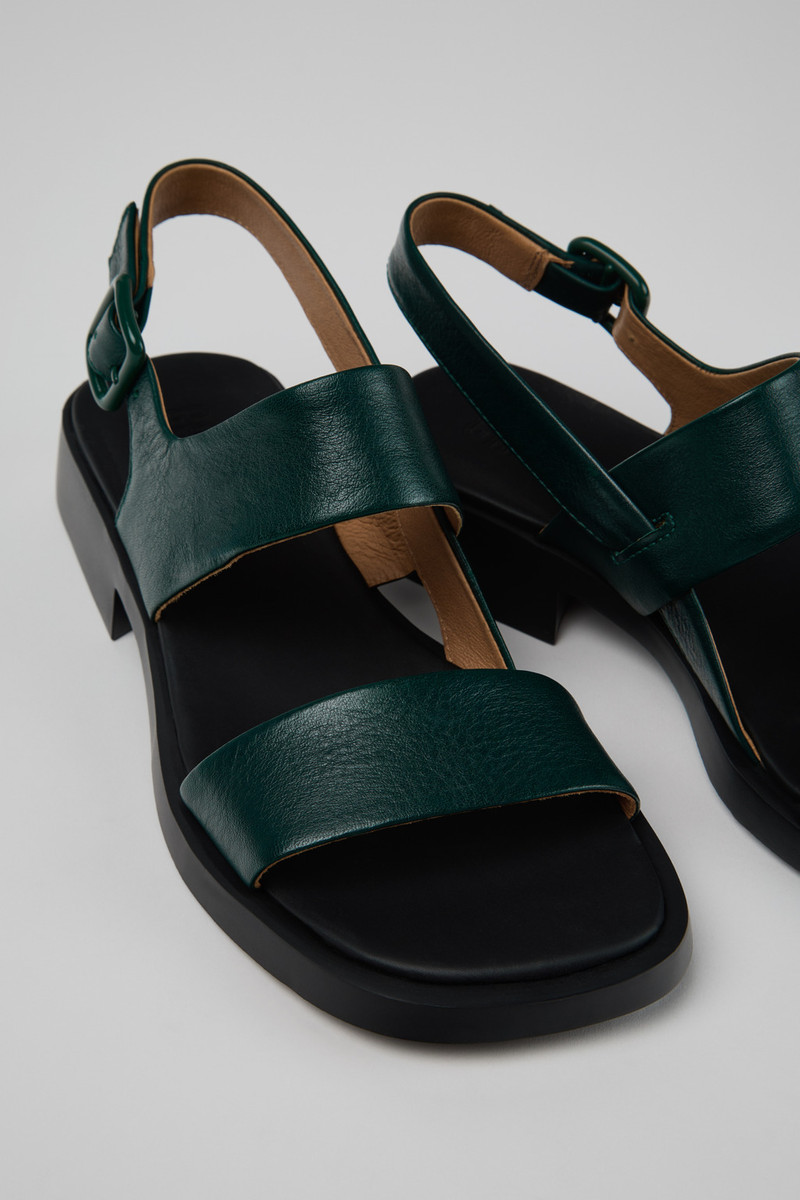 Dark green Leather Sandals for Women. 2