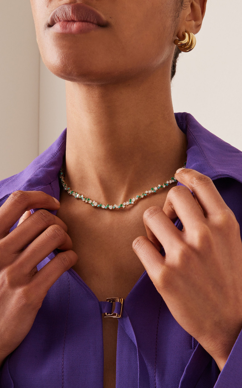 SYDNEY EVAN 14K Gold Tri-Stone Cocktail Eternity Necklace multi outlook