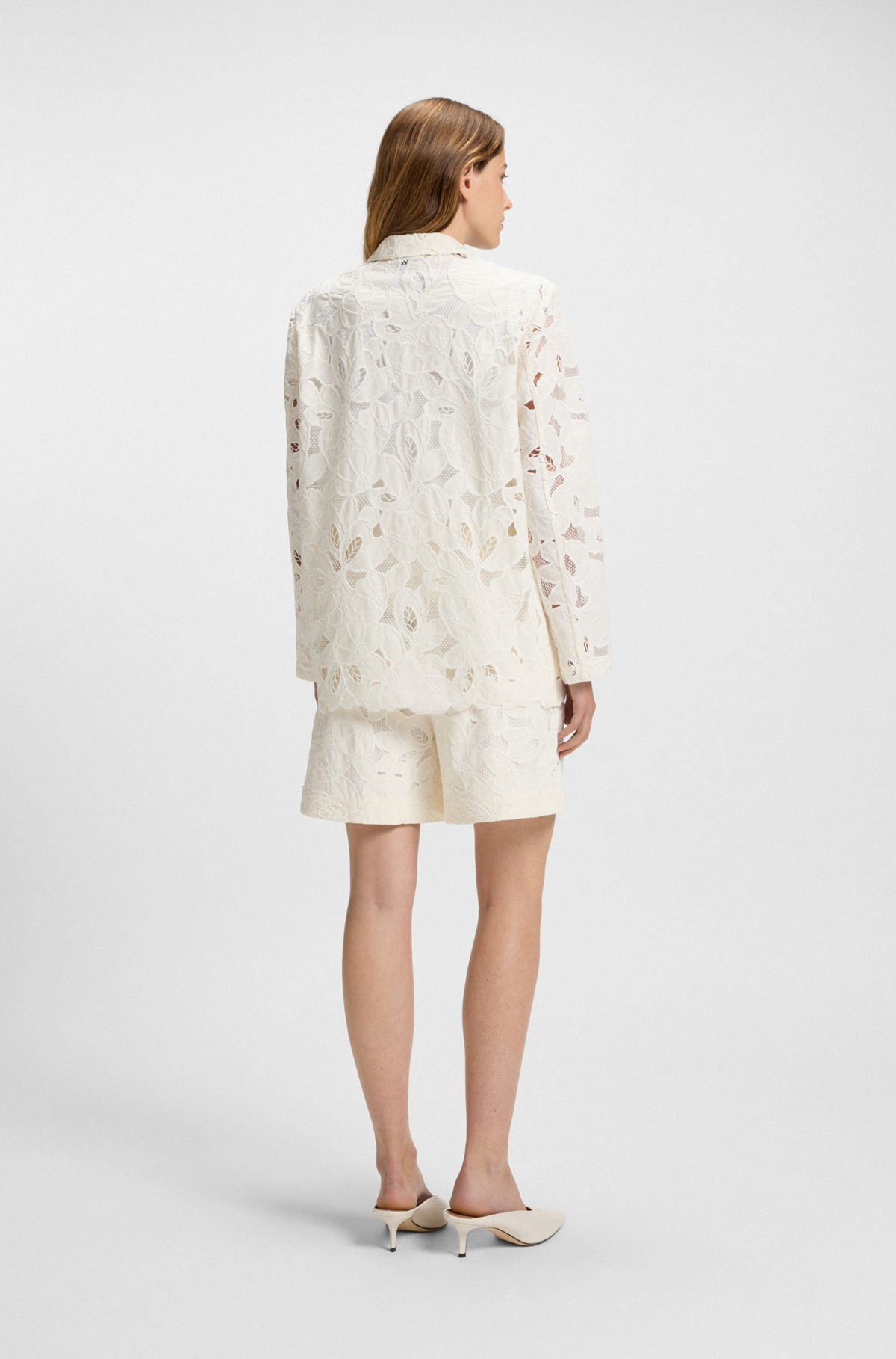 RELAXED-FIT BLAZER IN AN EMBROIDERED BAMBOO BLEND - 4