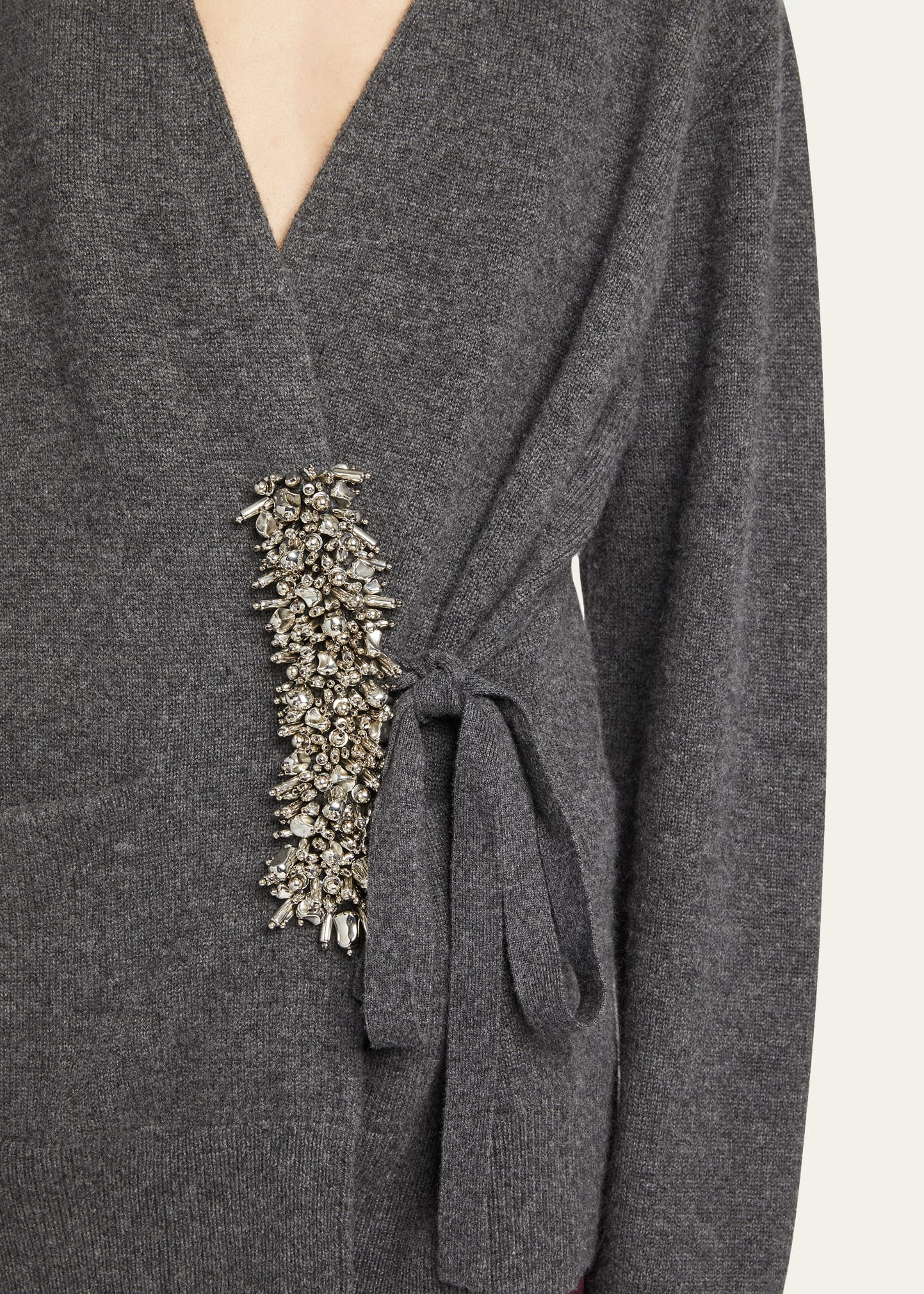 Tiah Beaded Cashmere Wrap Cardigan - 5