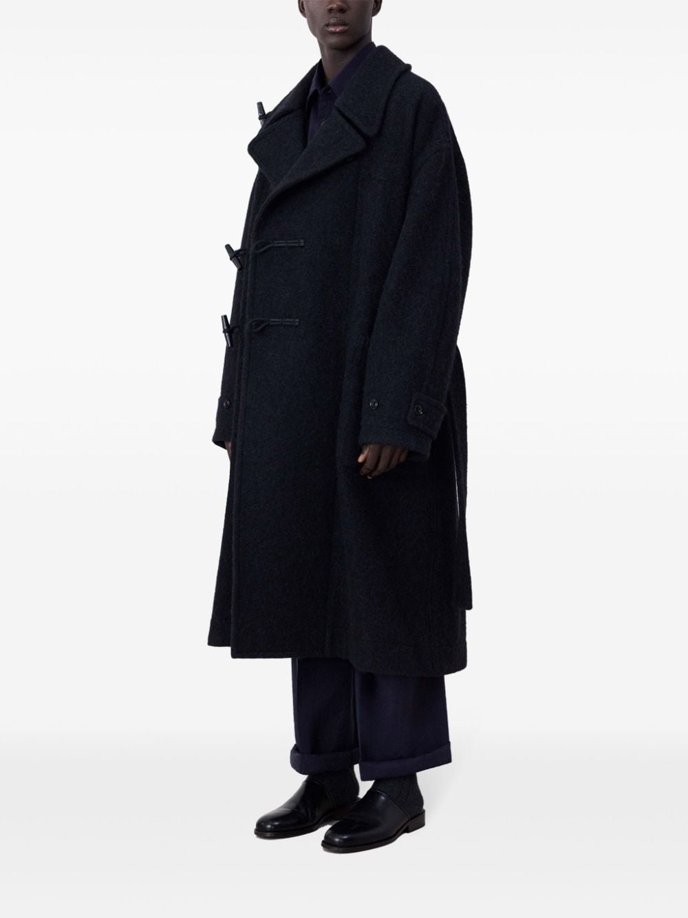 belted felted duffle coat - 3