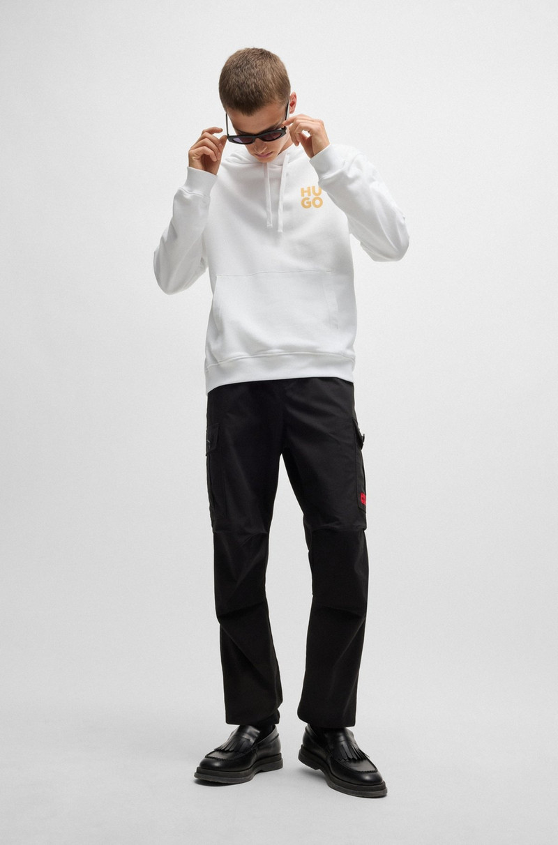 HUGO COTTON-TERRY HOODIE WITH STACKED LOGO PRINT outlook
