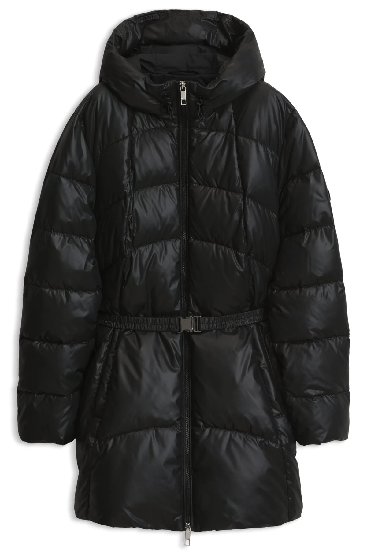 KNEE-LENGTH HOODED JACKET WITH REMOVABLE BELT - 1