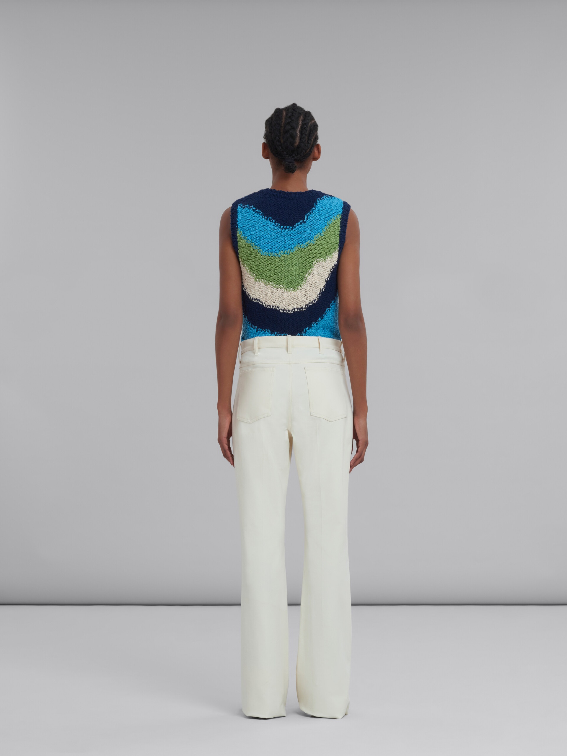 WHITE FLARED JERSEY TROUSERS - 3
