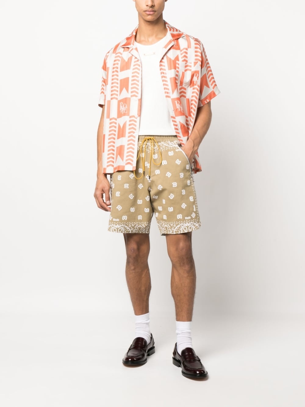 geometric-print linen shirt - 2