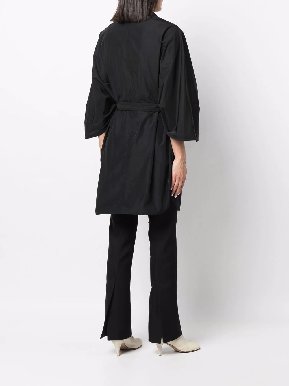 belted-waist hooded coat - 6