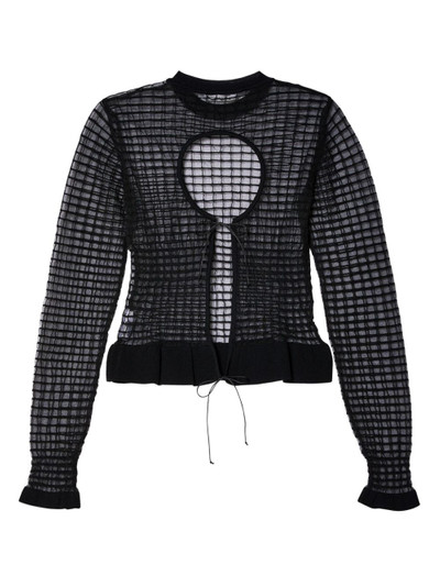 CECILIE BAHNSEN Gru grid-sheer knitted top outlook