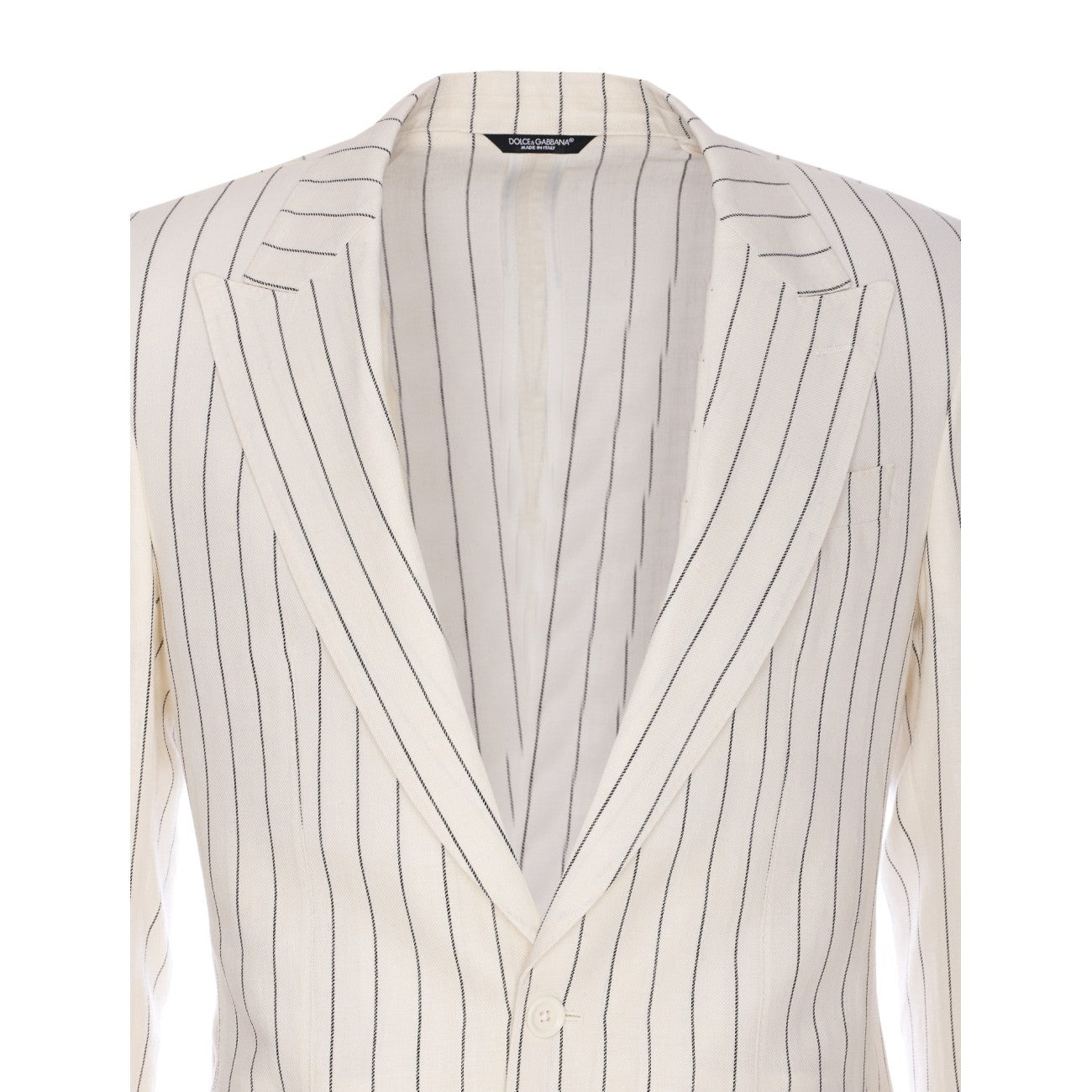 Dolce&Gabbana Men Pinstriped Monobreasted Linen Blazer - 4