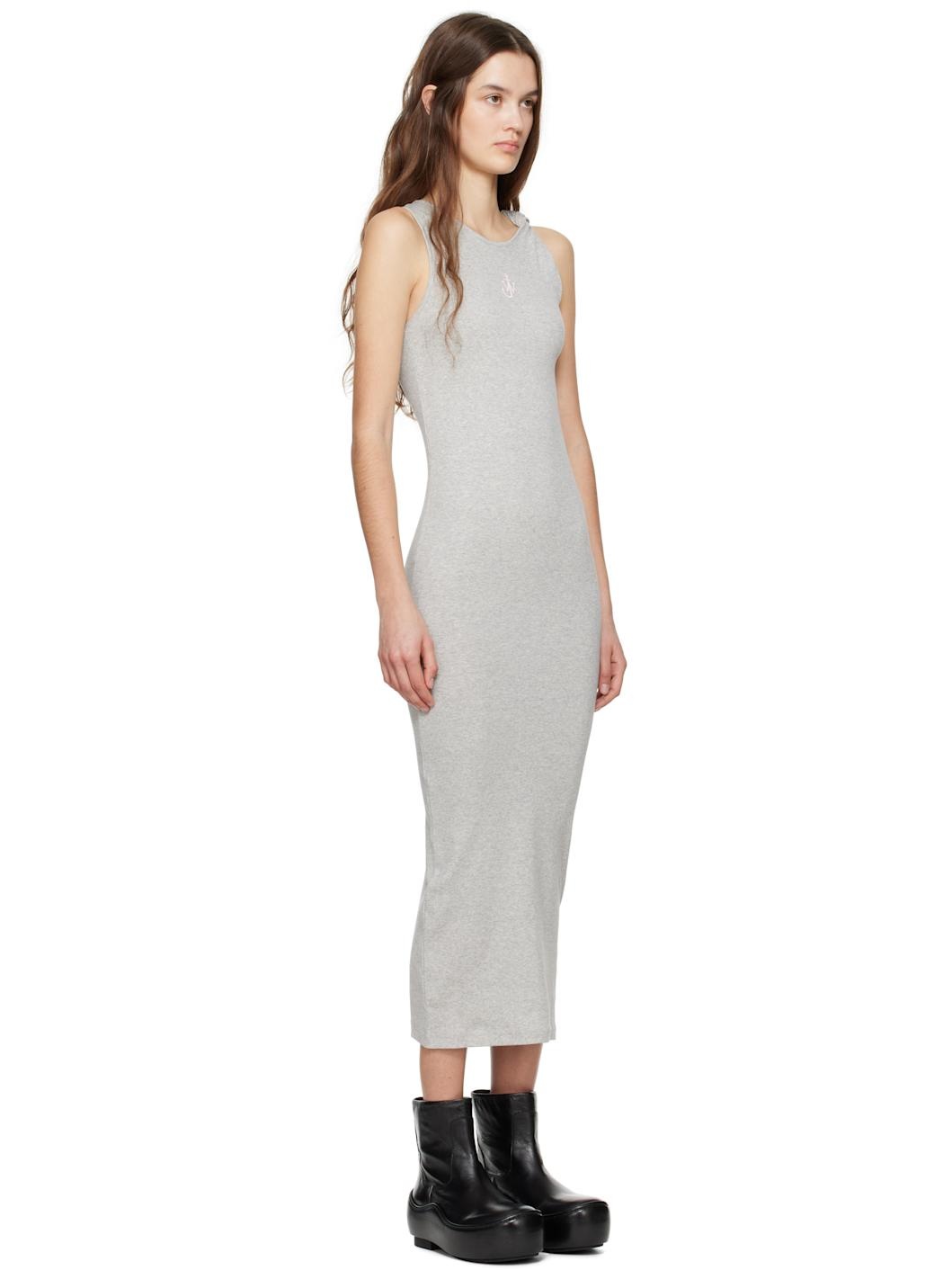 Gray Anchor Logo Twisted Strap Midi Dress - 2