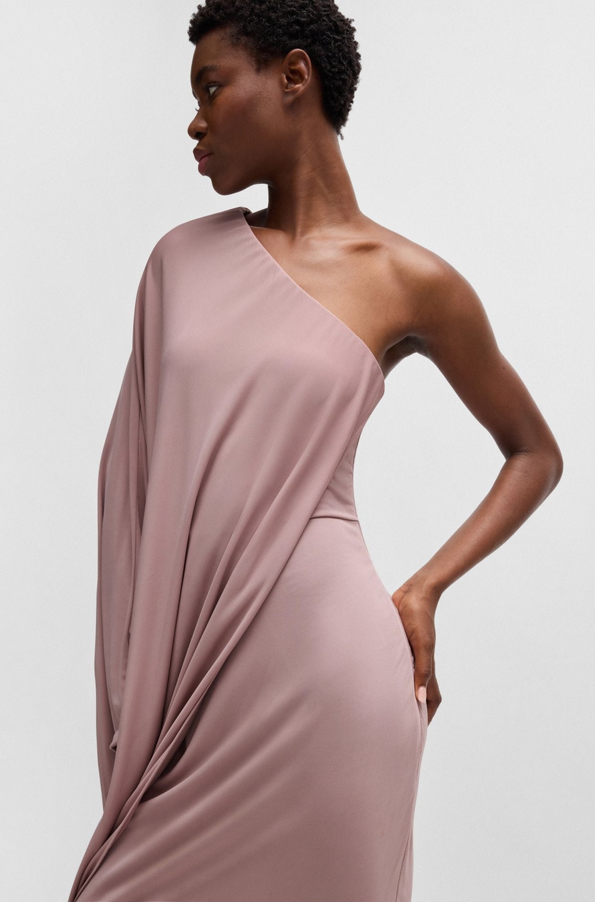 NAOMI X BOSS FLOOR-LENGTH DRESS WITH ONE-SHOULDER STYLING - 4