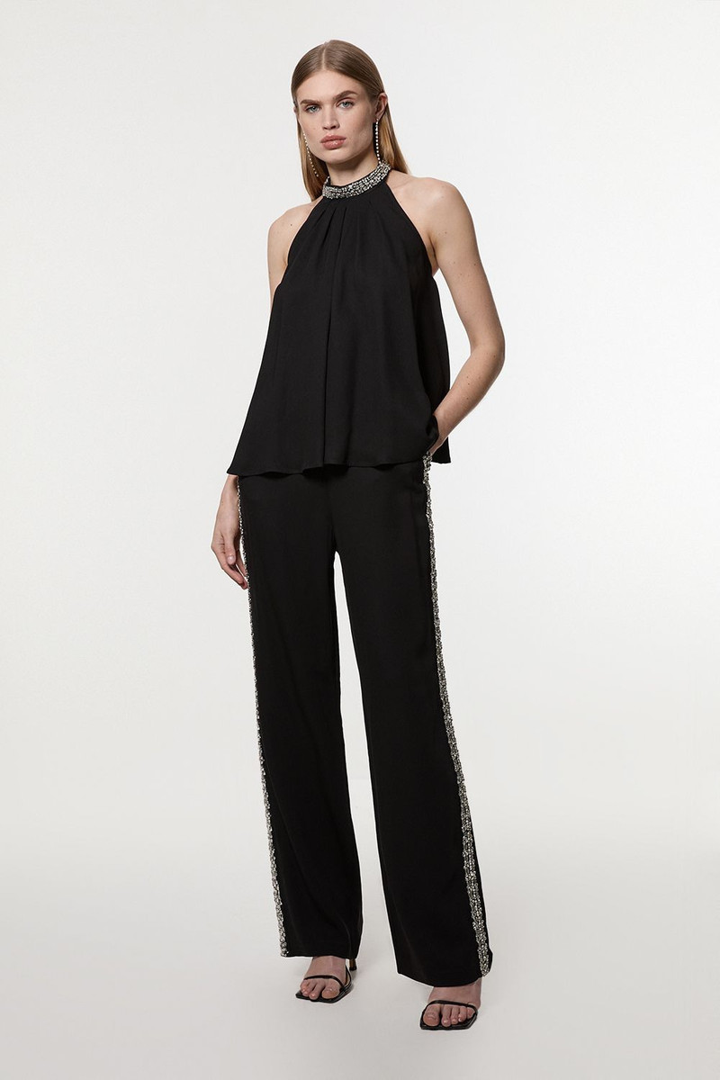 Hand Embellished Cady Halter Neck Blouse 3