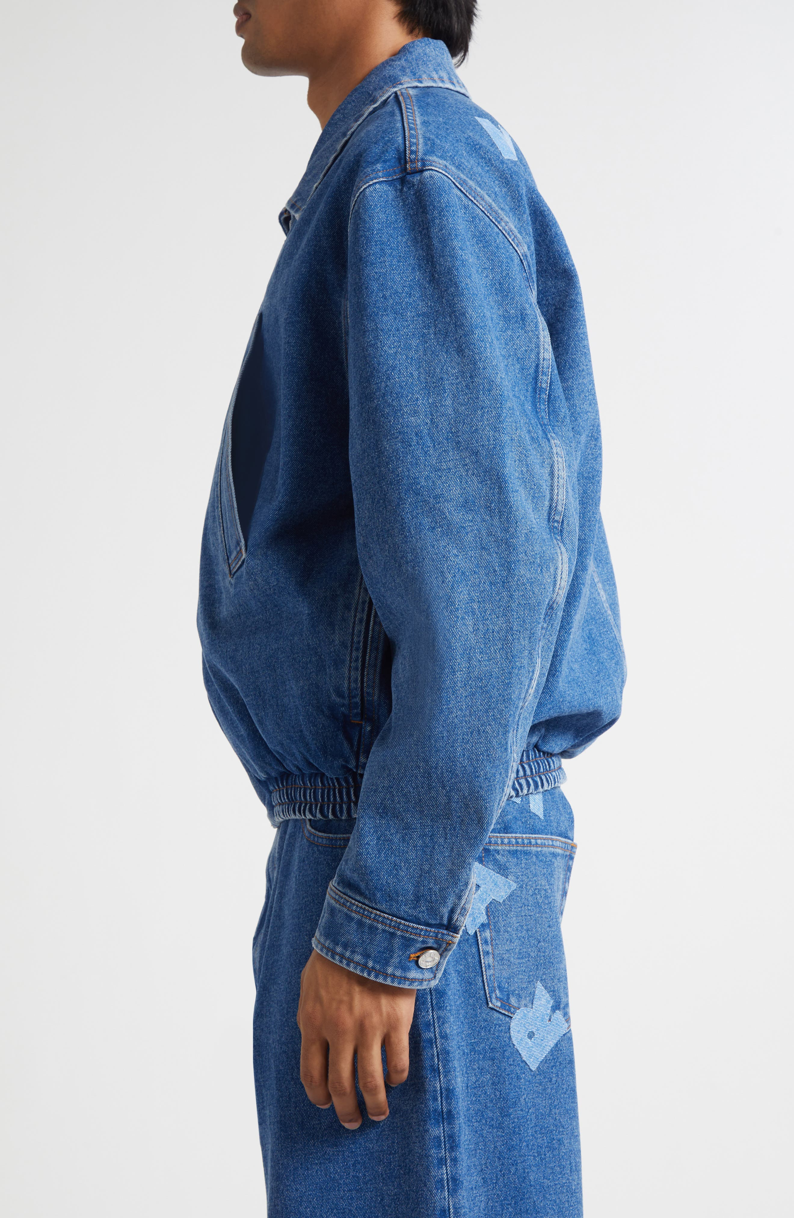 Marni Denim Bomber Jacket in Ocean at Nordstrom - 4