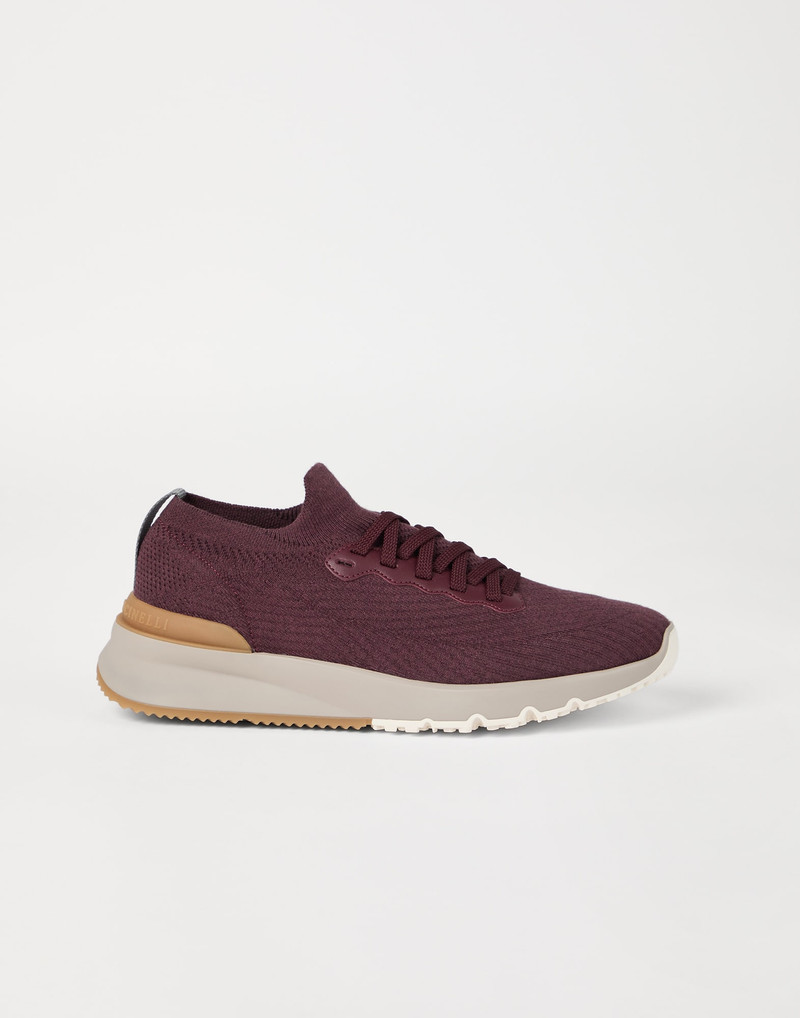 Cotton knit and semi-polished calfskin runners 5