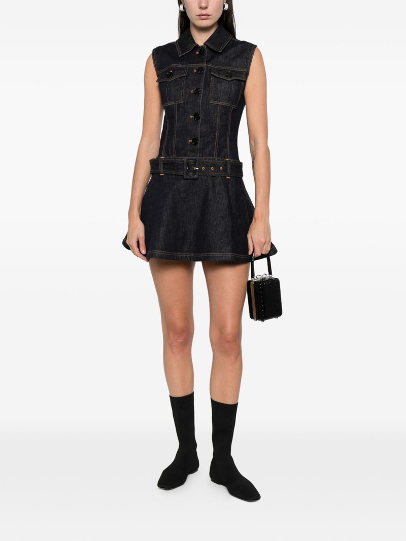 self-portrait belted denim mini dress outlook