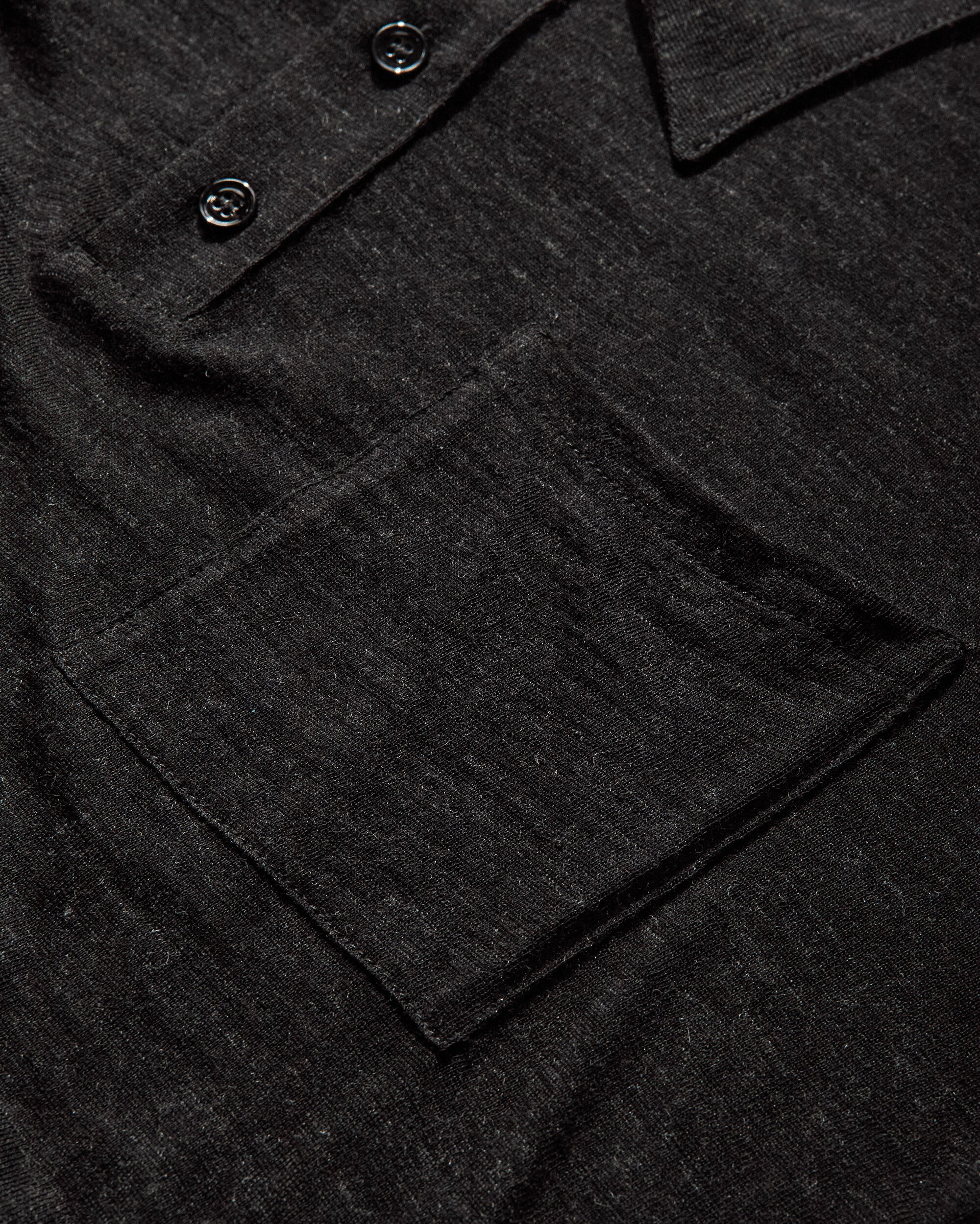 Men's Wool Polo Shirt Black - 4