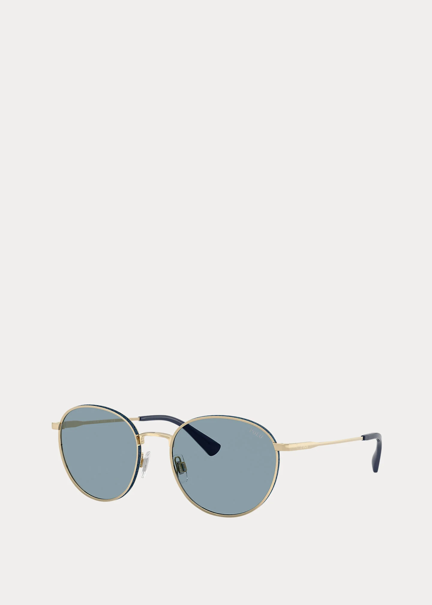 Denim-Effect Round Metal Sunglasses - 1