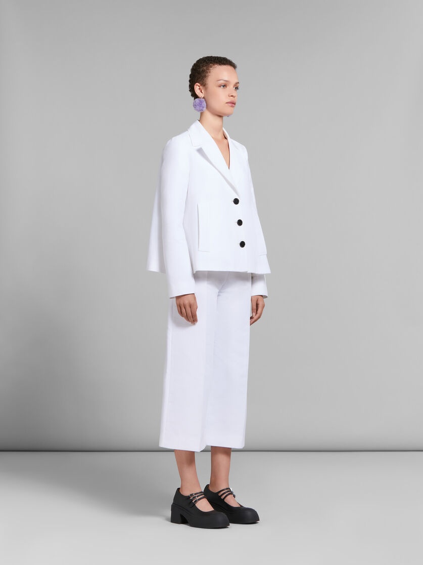 WHITE A-LINE CADY JACKET WITH BACK PLEAT - 6