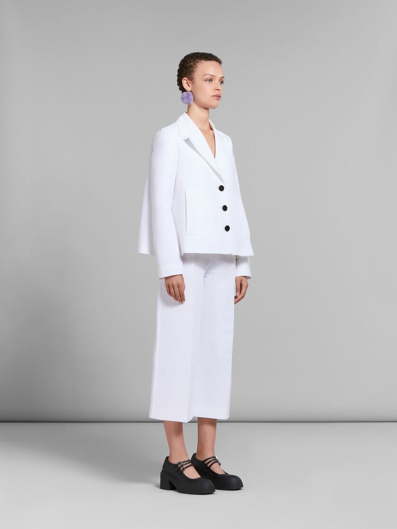 WHITE A-LINE CADY JACKET WITH BACK PLEAT 6