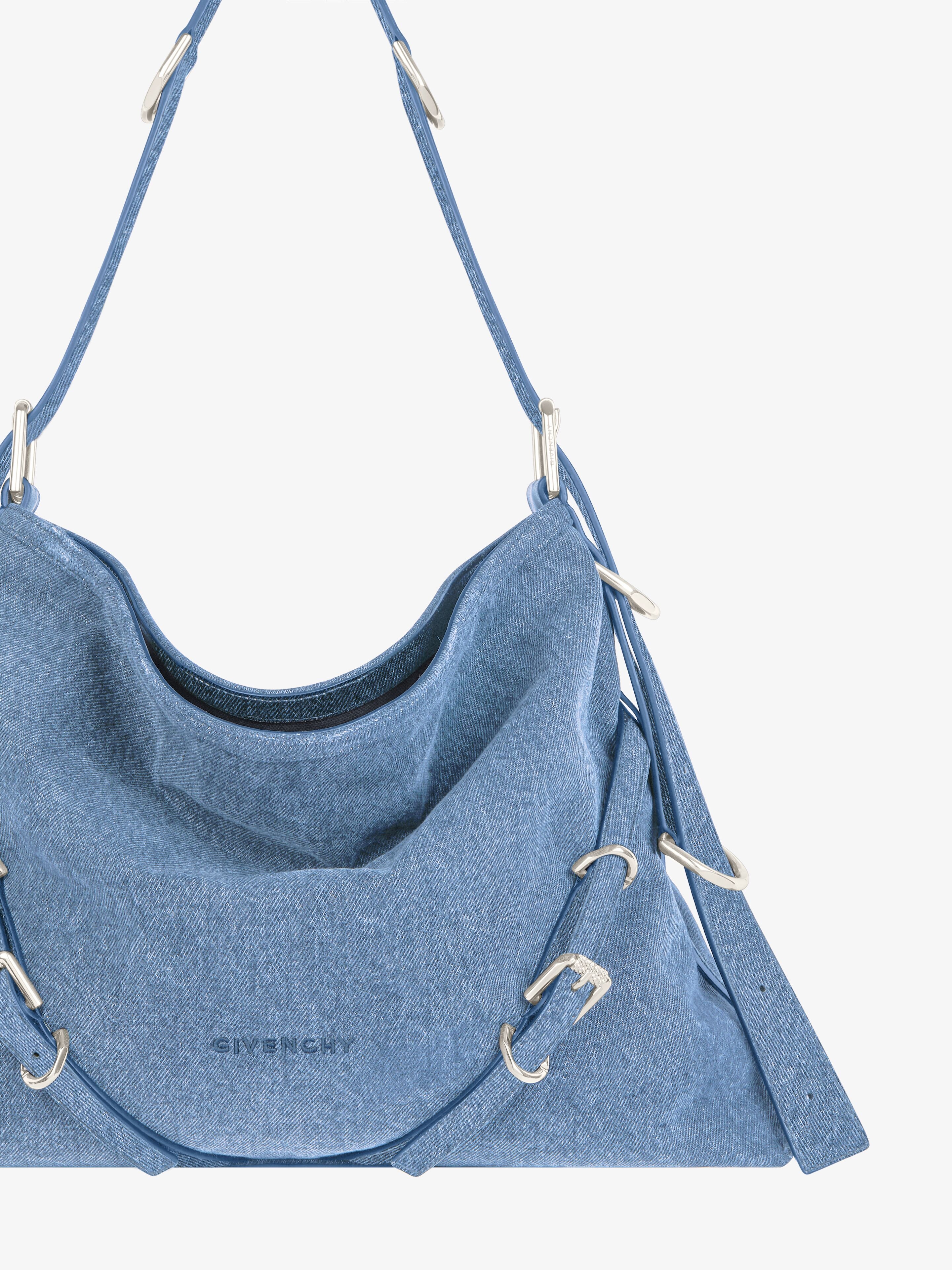 MEDIUM VOYOU BAG IN DENIM 6