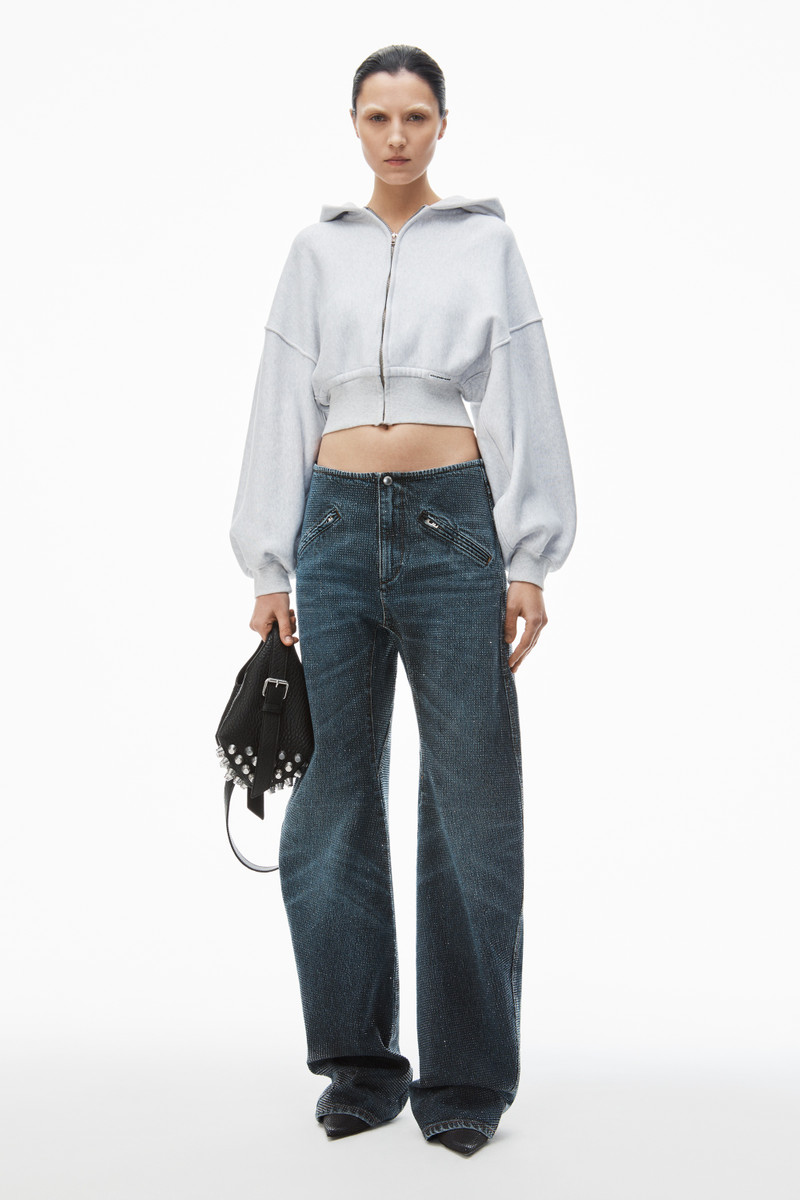 Alexander Wang cropped zip up hoodie in classic cotton terry outlook