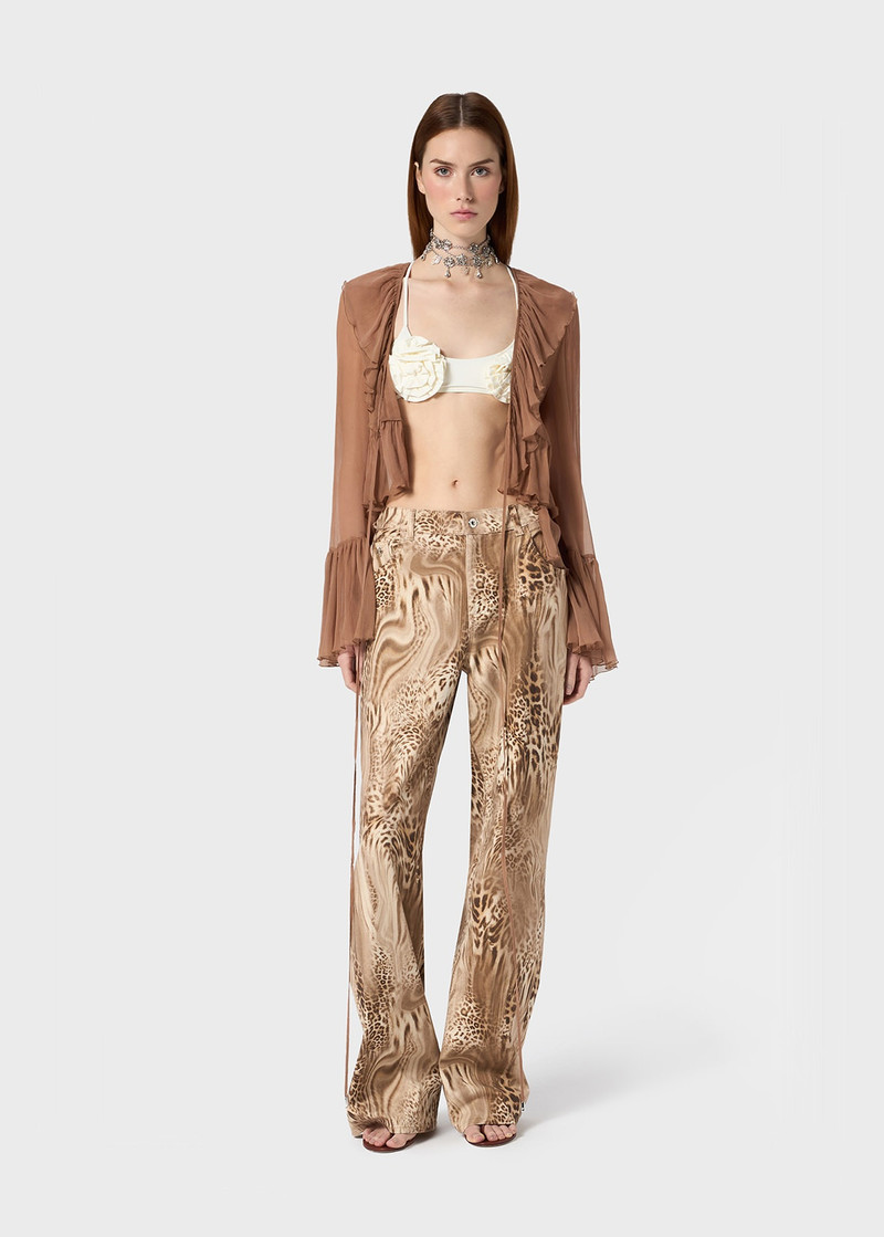 Blumarine COTTON BULL JEANS WITH LIQUID LEOPARD PRINT outlook