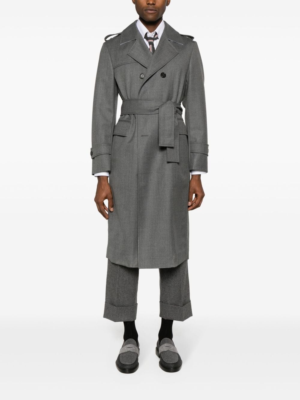 wool double-breasted trench coat - 2