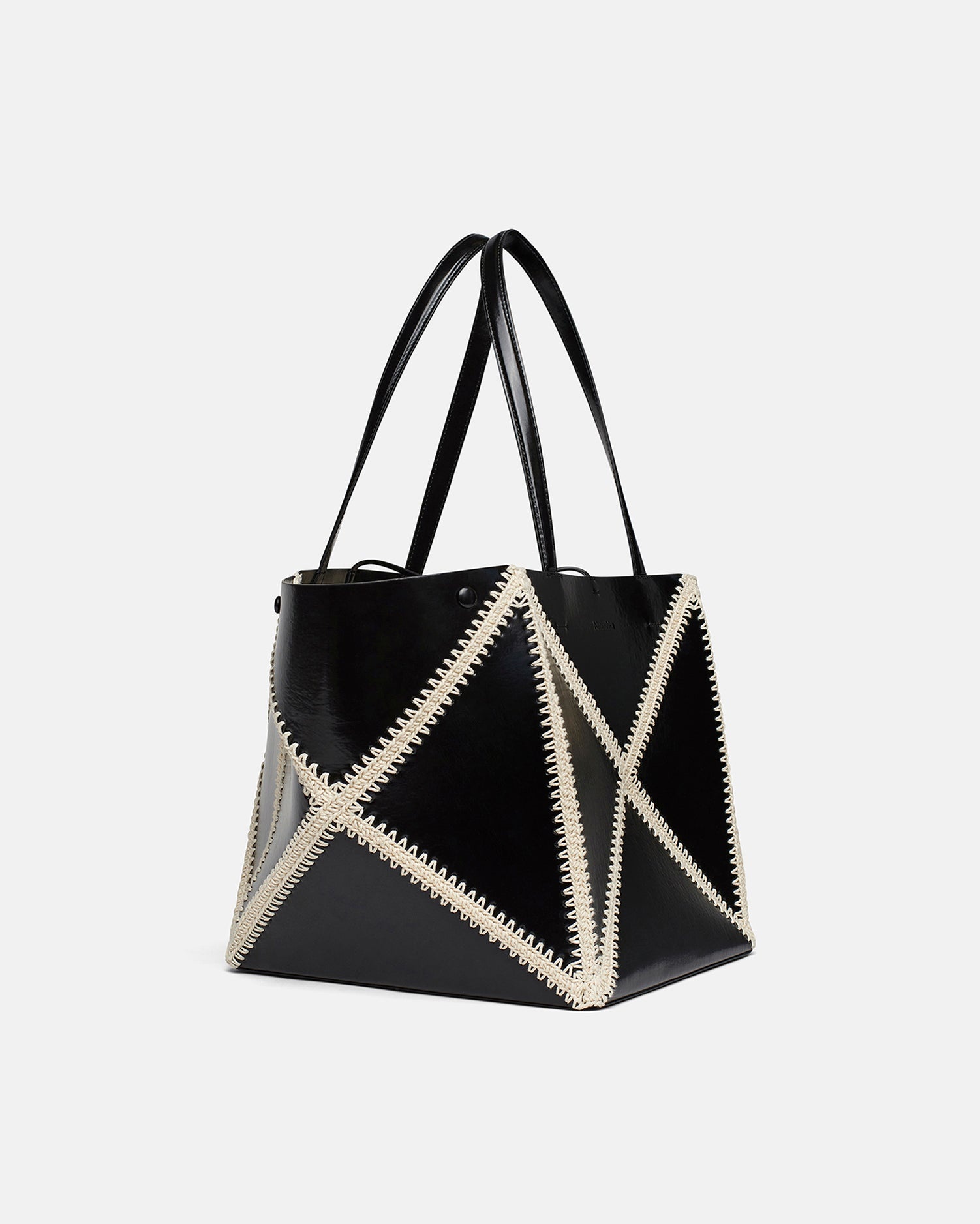 Patent Alt-Leather Crochet Tote - 2