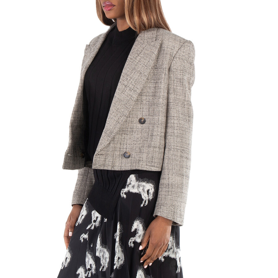 Stella McCartney Beige Double-Breasted Cropped Boxy Blazer - 4