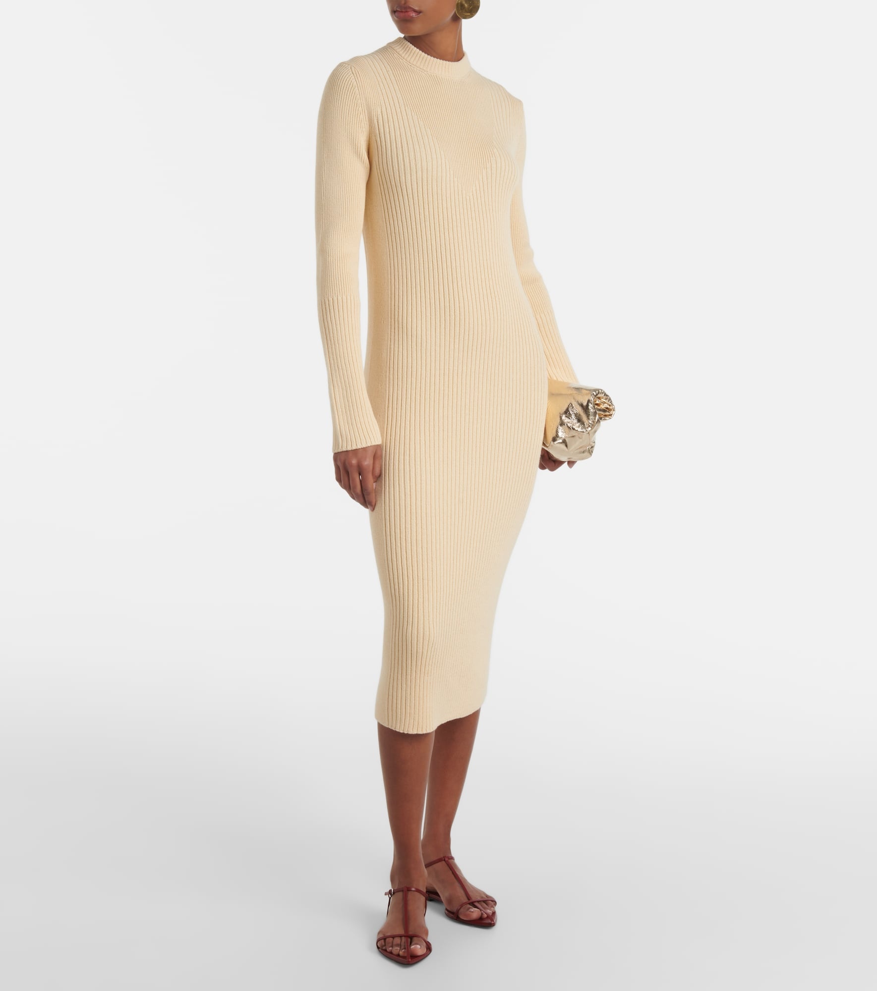 Wool and cotton midi dress - 2