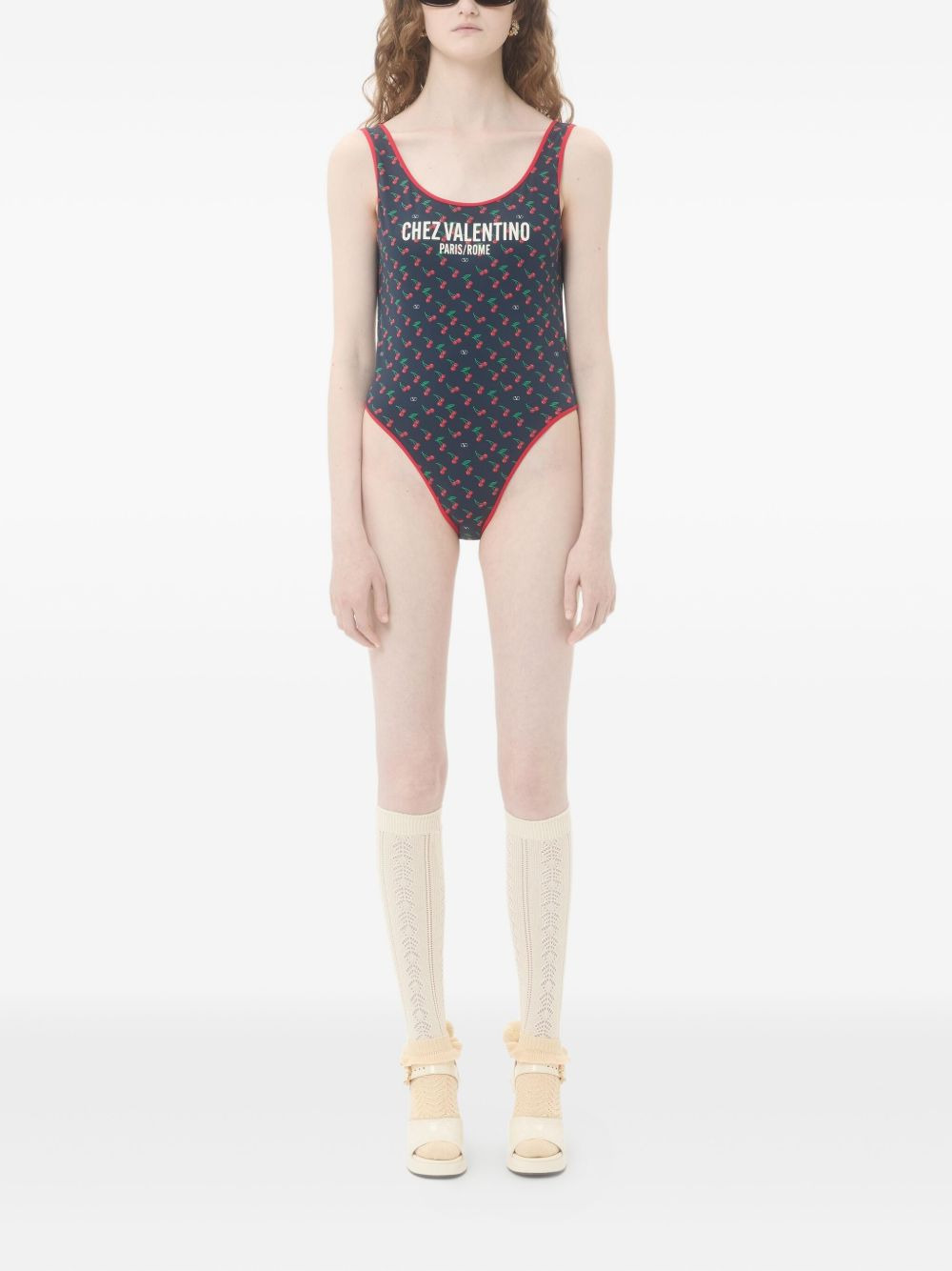 cherry-print swimsuit - 3