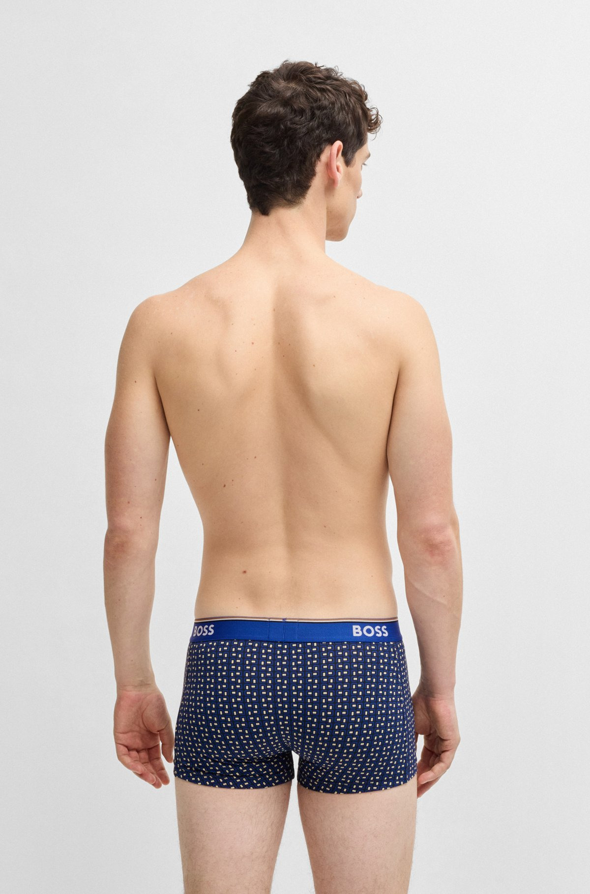 THREE-PACK OF STRETCH-COTTON TRUNKS WITH LOGO WAISTBAND - 3
