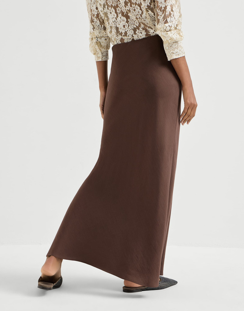 Brunello Cucinelli Viscose and linen twill fluid bias-cut skirt outlook