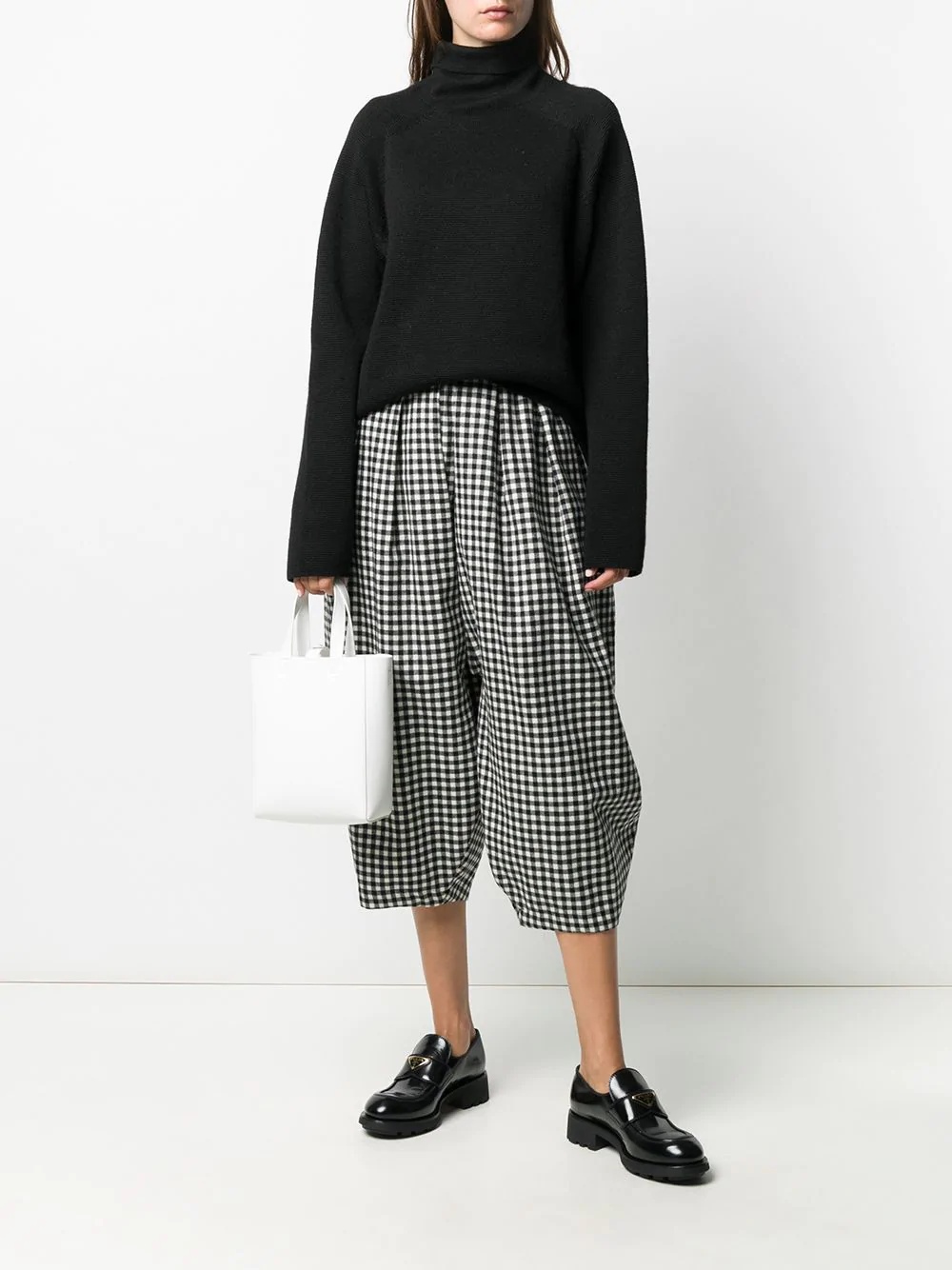 cropped check print trousers - 2