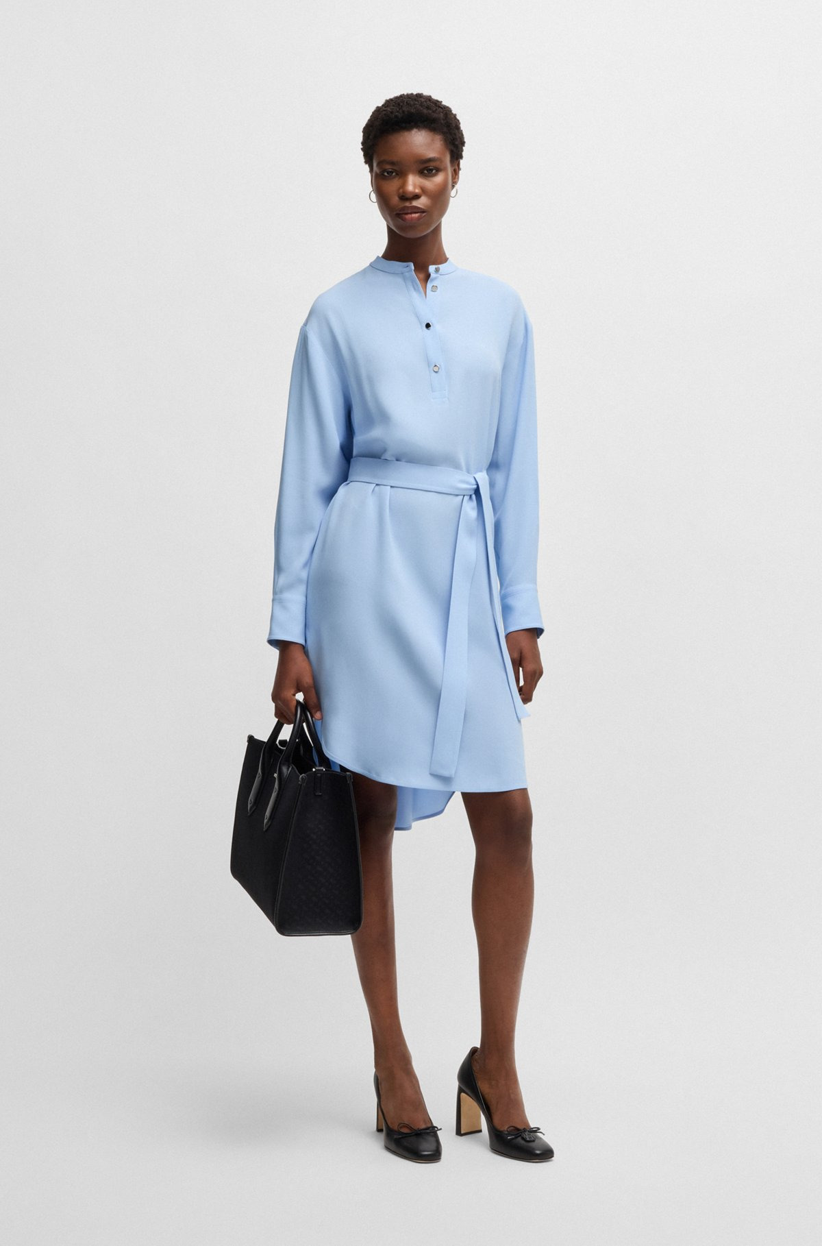 BELTED DRESS WITH SNAP PLACKET - 2