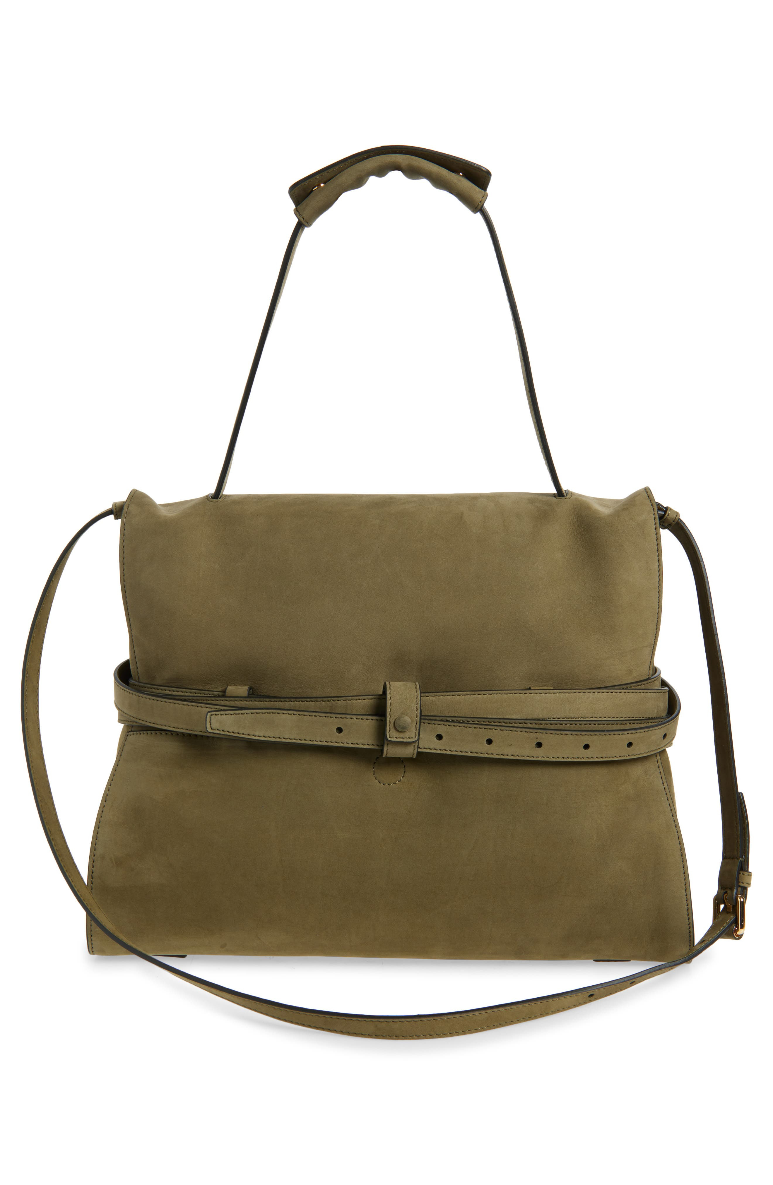 Moschino Medium Tie Me Suede Tote in Military Green at Nordstrom - 3