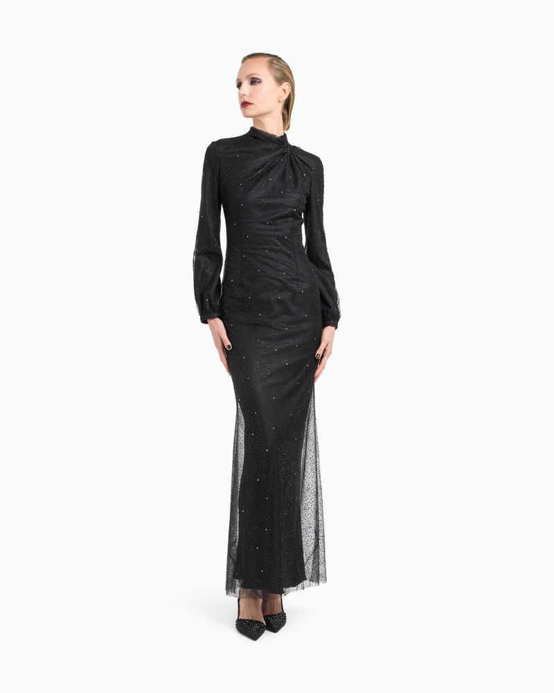 GIORGIO ARMANI SILK LONG DRESS WITH RHINESTONE EMBROIDERY outlook