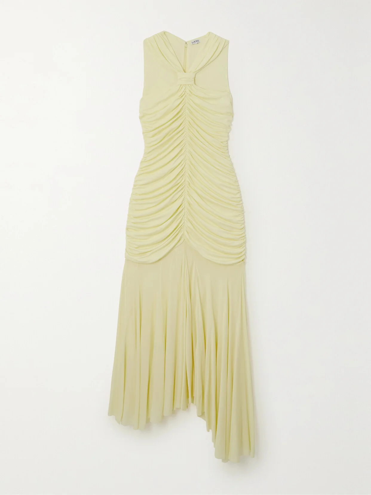 Asymmetric Gathered Crepe Midi Dress - 1