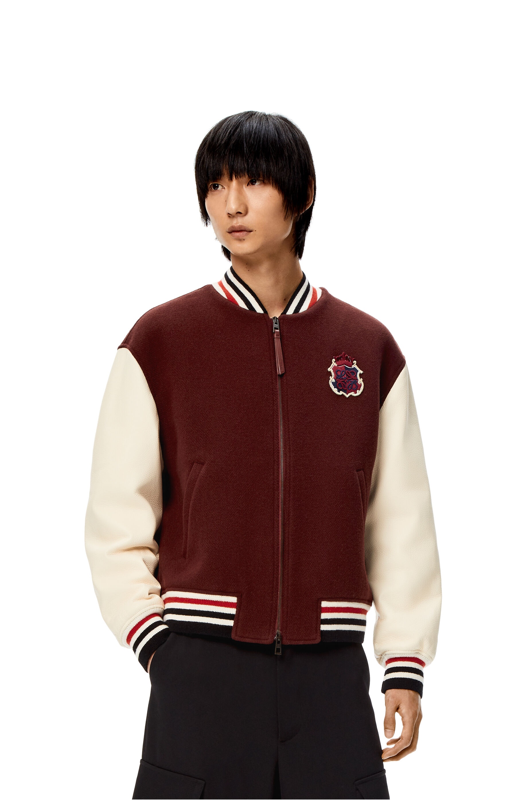 Herbarium embroidered bomber in wool and calfskin - 3