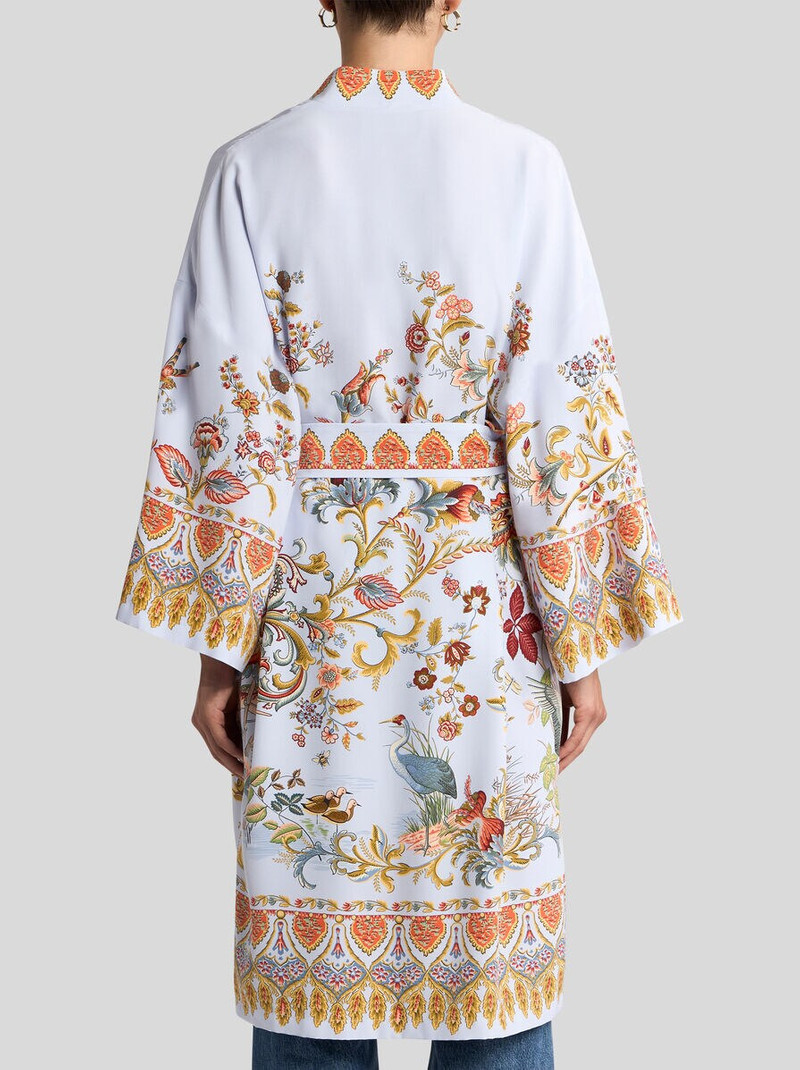 SILK KIMONO WITH PLACED FLORA AND FAUNA PRINT 4