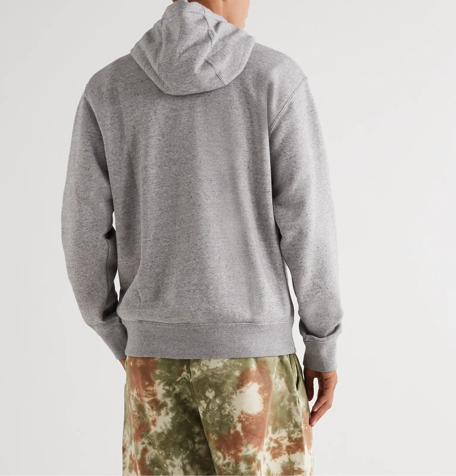 Logo-Print Mélange Fleece-Back Cotton-Blend Jersey Hoodie - 4