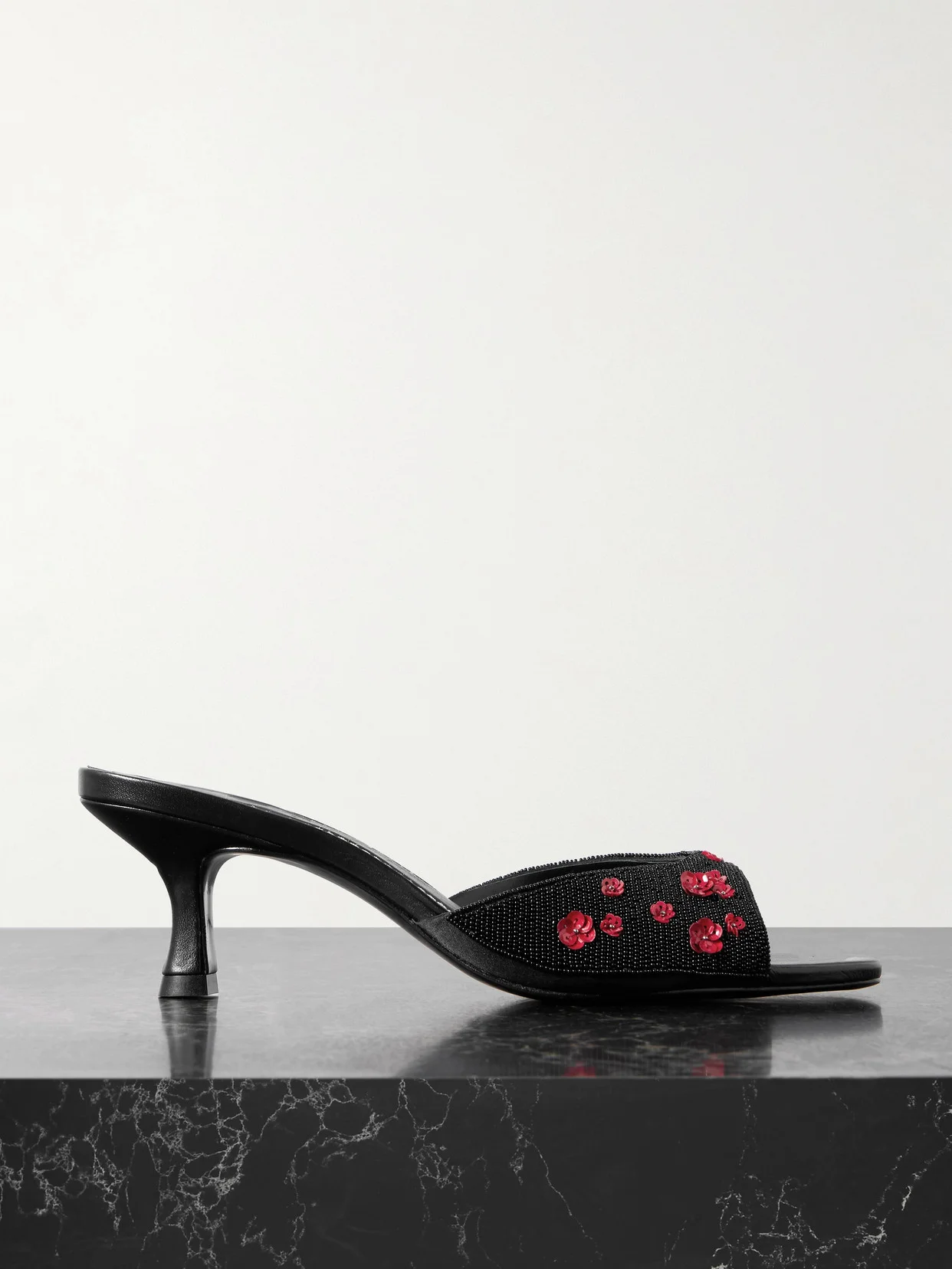 Brigitte Embellished Satin Mules - 1