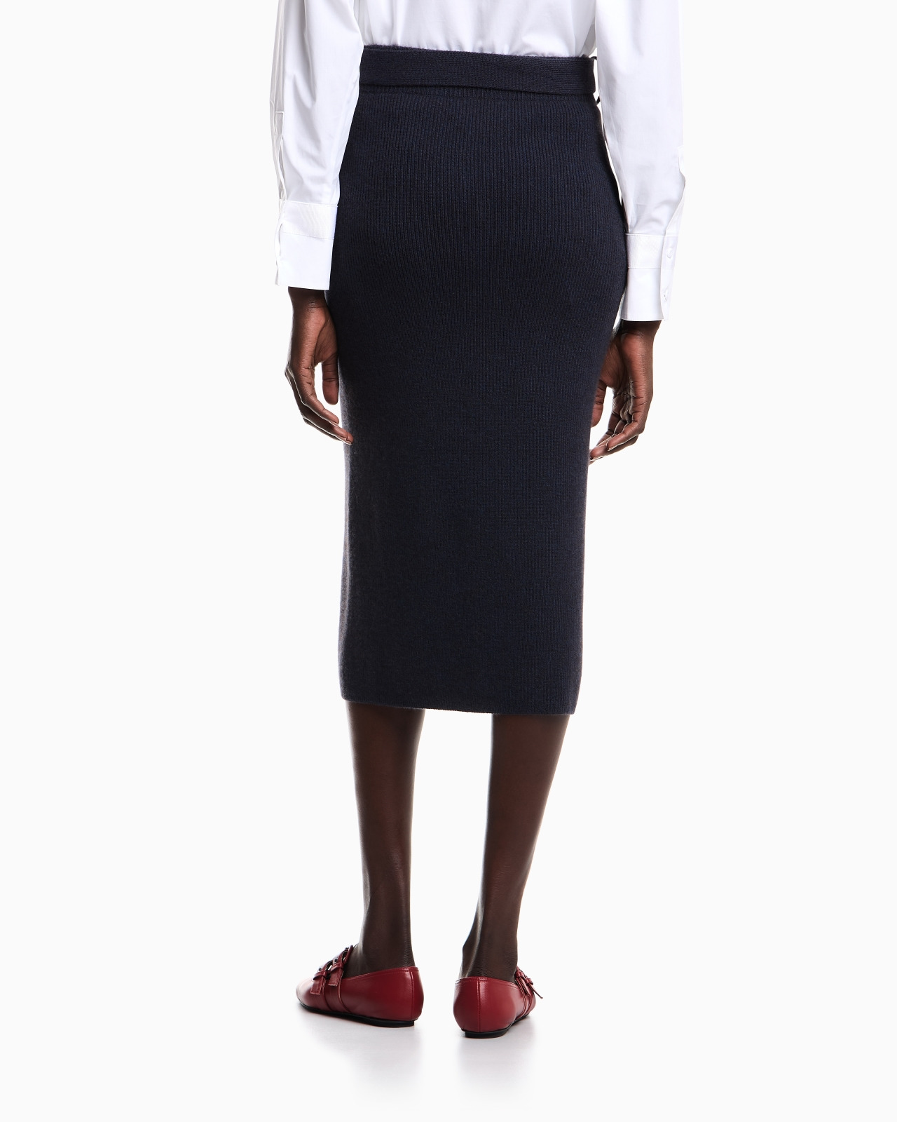 WOOL LONG SKIRT WITH SLIT AND BELT - 3