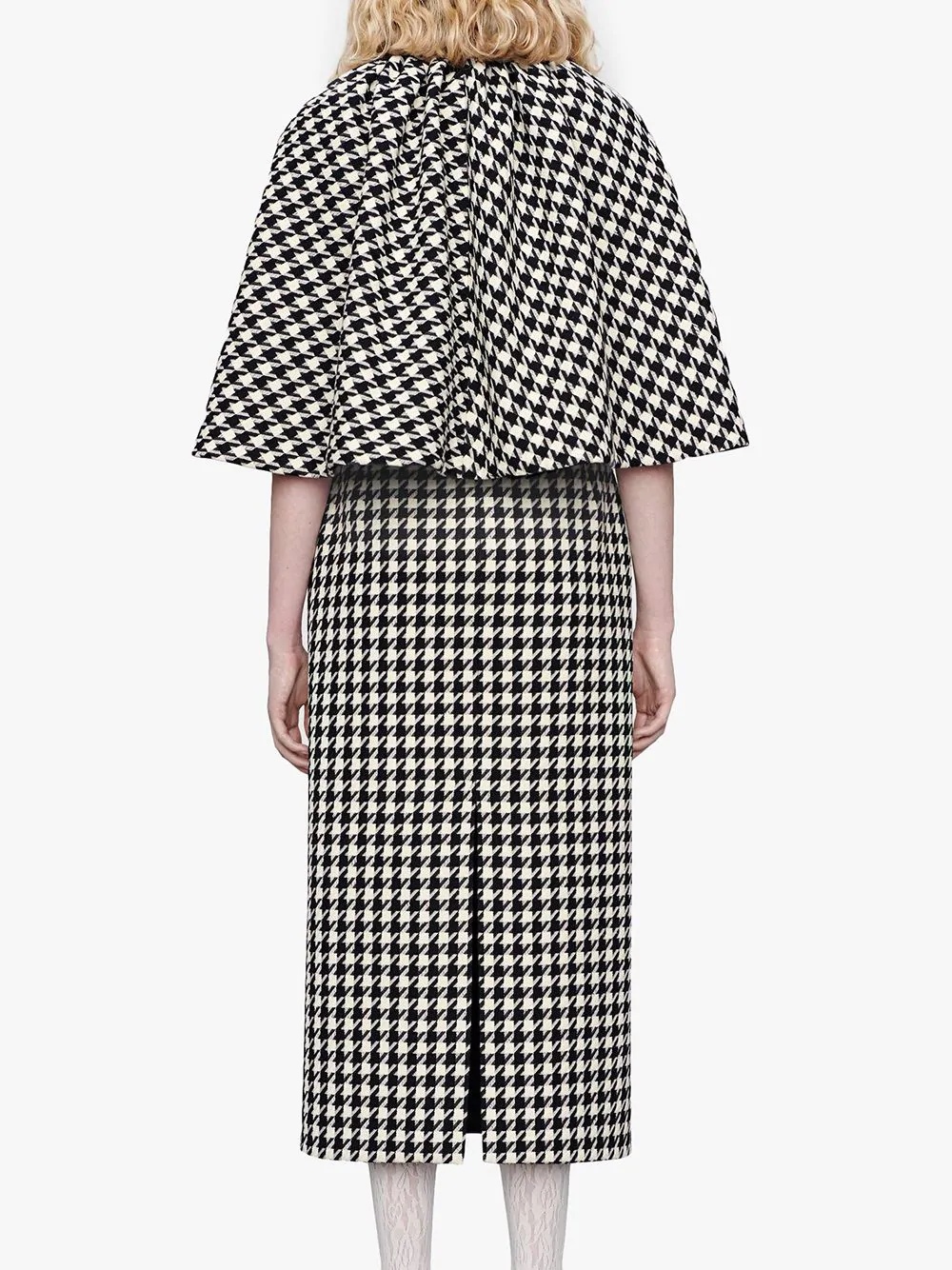 houndstooth cape dress - 4