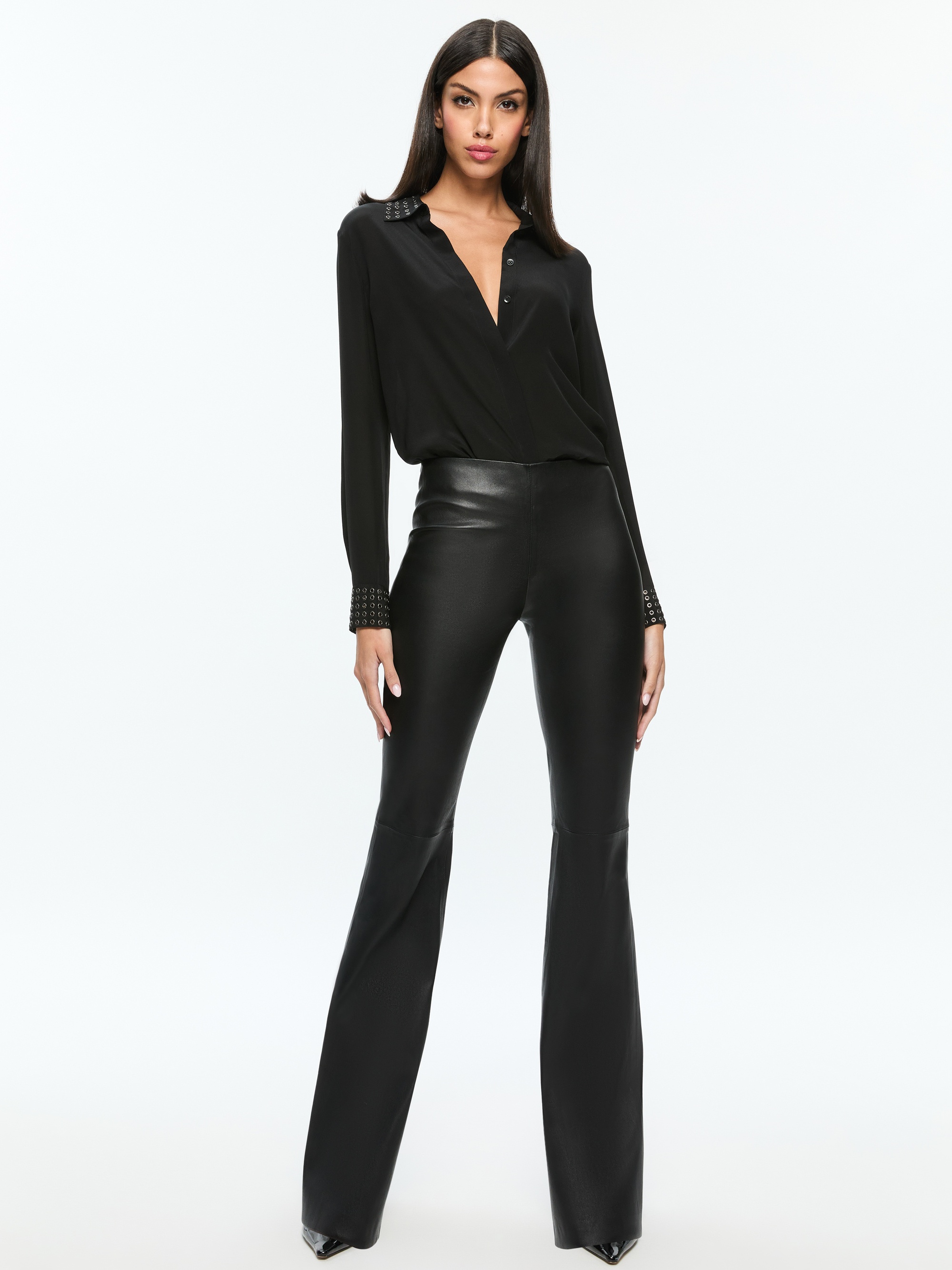 WILLA OVERSIZED BUTTON DOWN WITH GROMMET DETAIL - 3